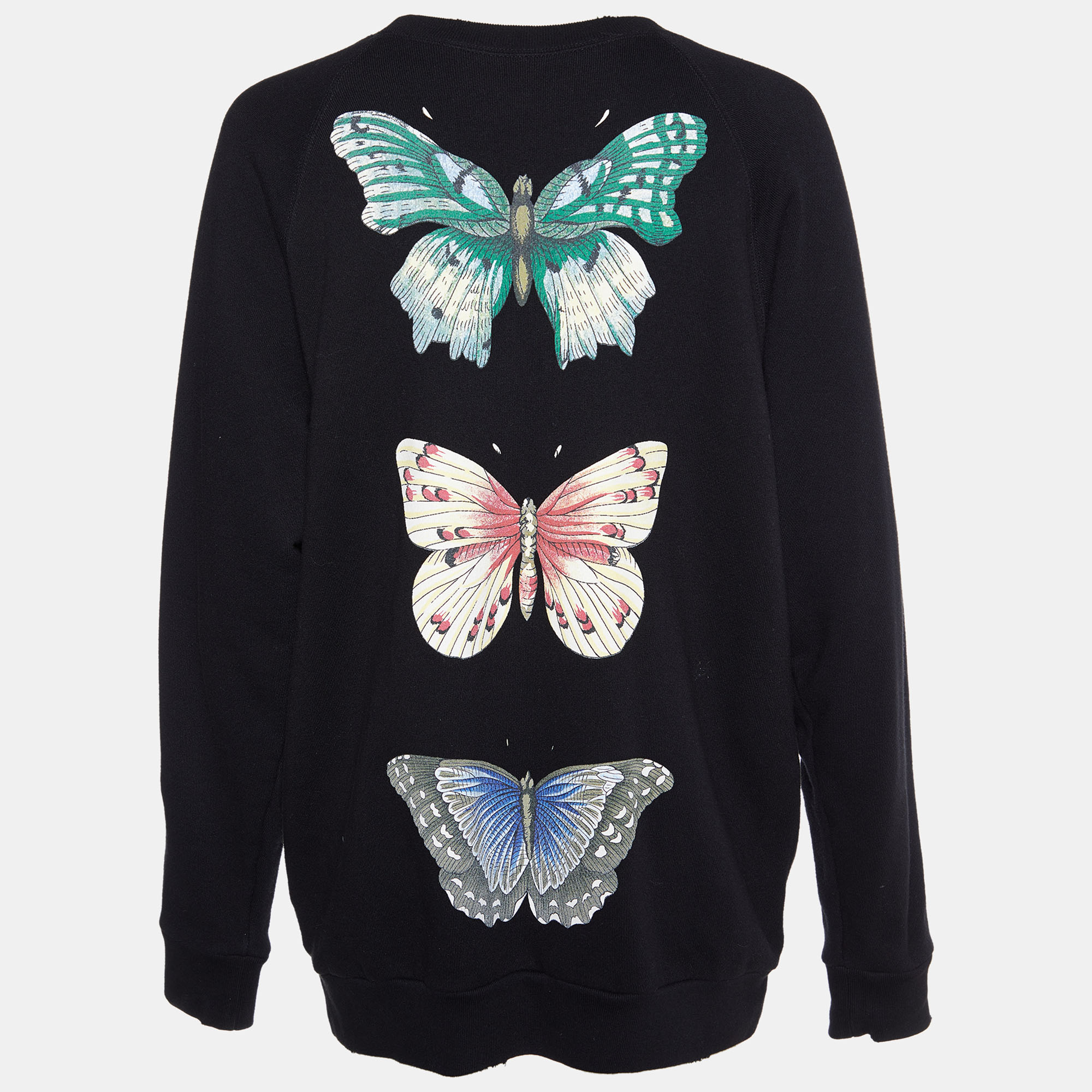 

Gucci Black Sequined Butterfly Cotton Knit Oversized Sweatshirt