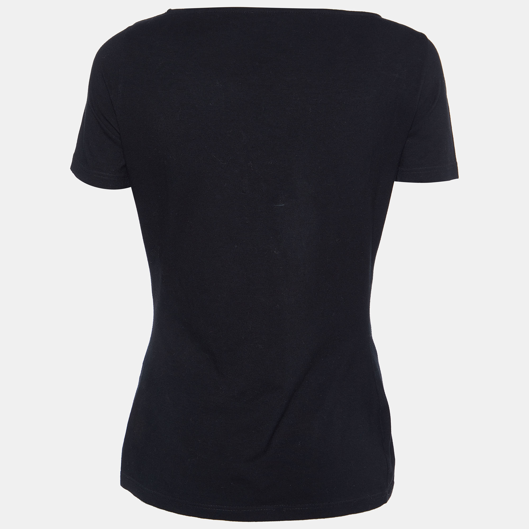 

Gucci Black Cotton Knit Web Trim Detail T-Shirt