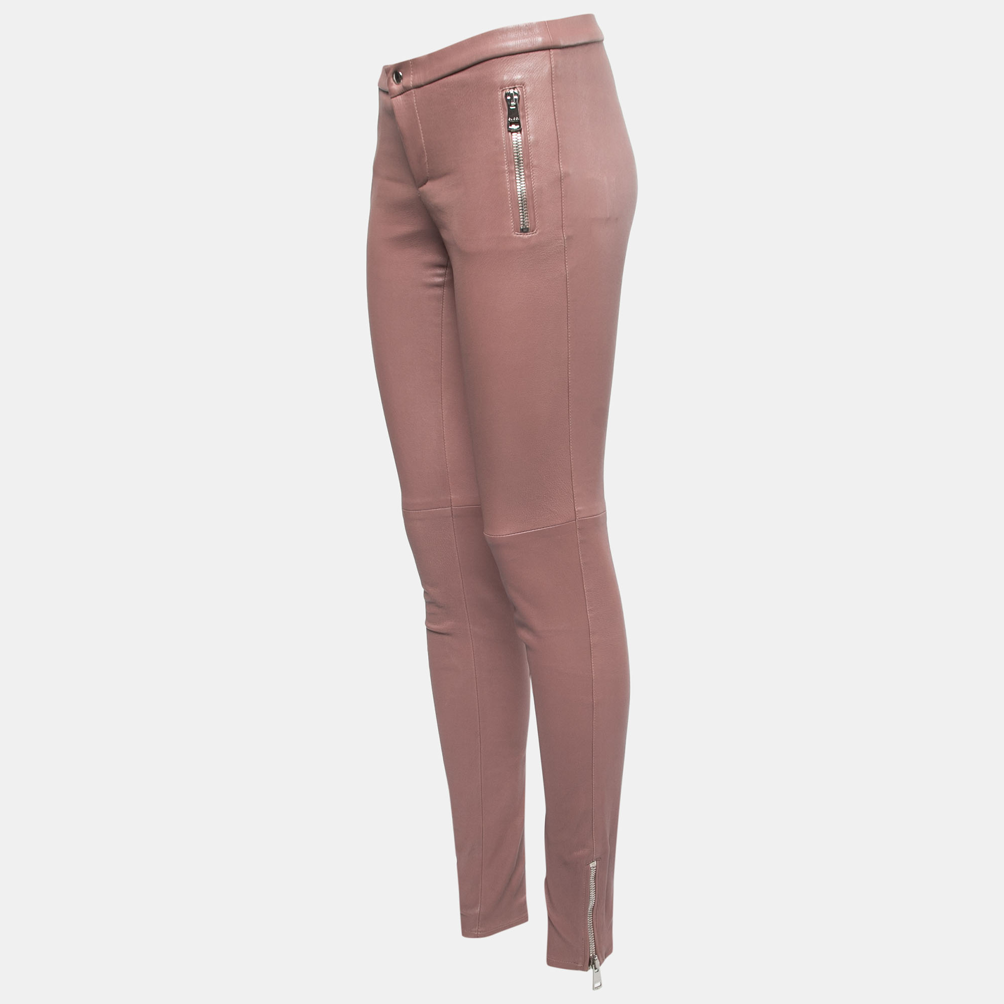 

Gucci Pink Leather Tapered Leg Pants