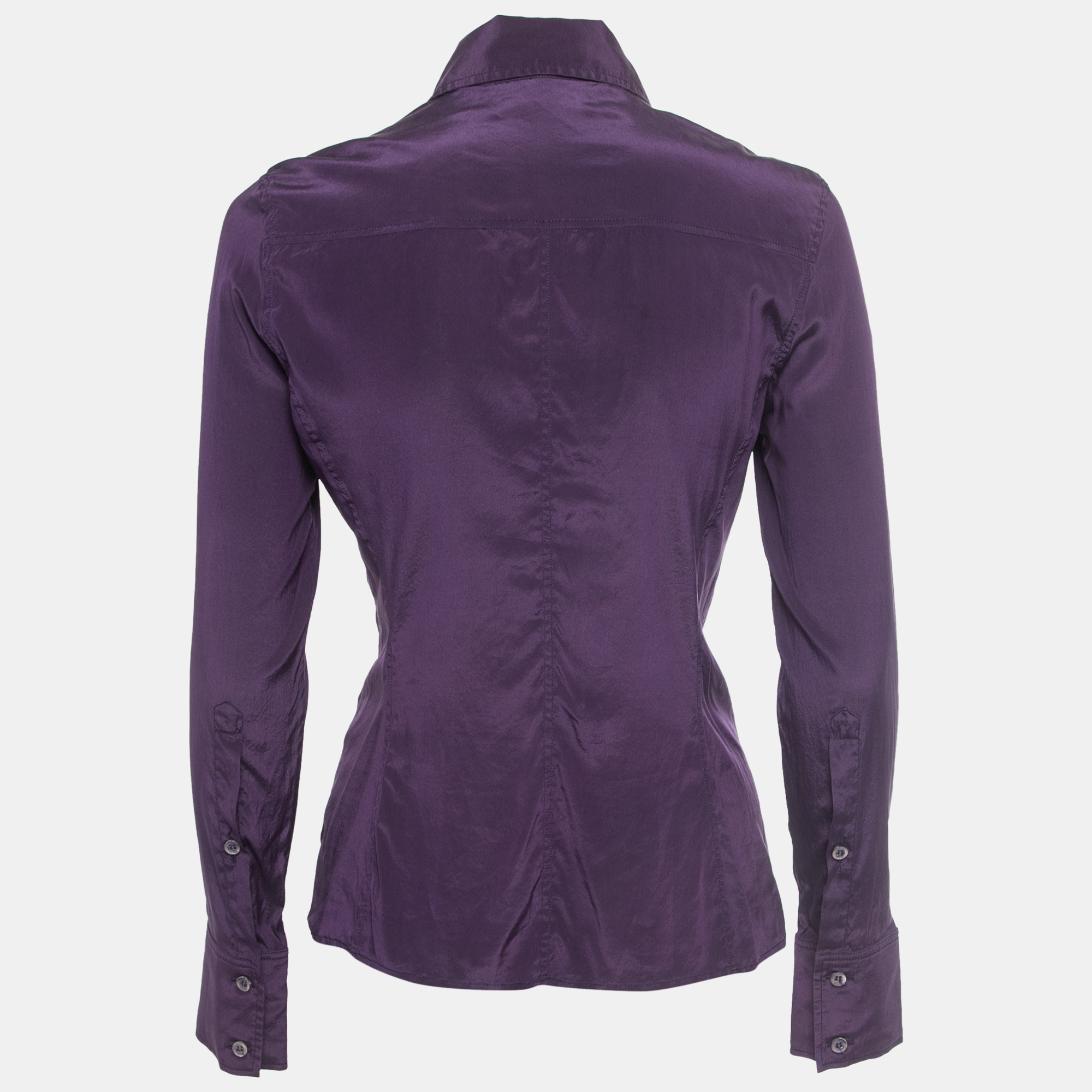 

Gucci Purple Stretch Silk Knot Detail Button Front Blouse
