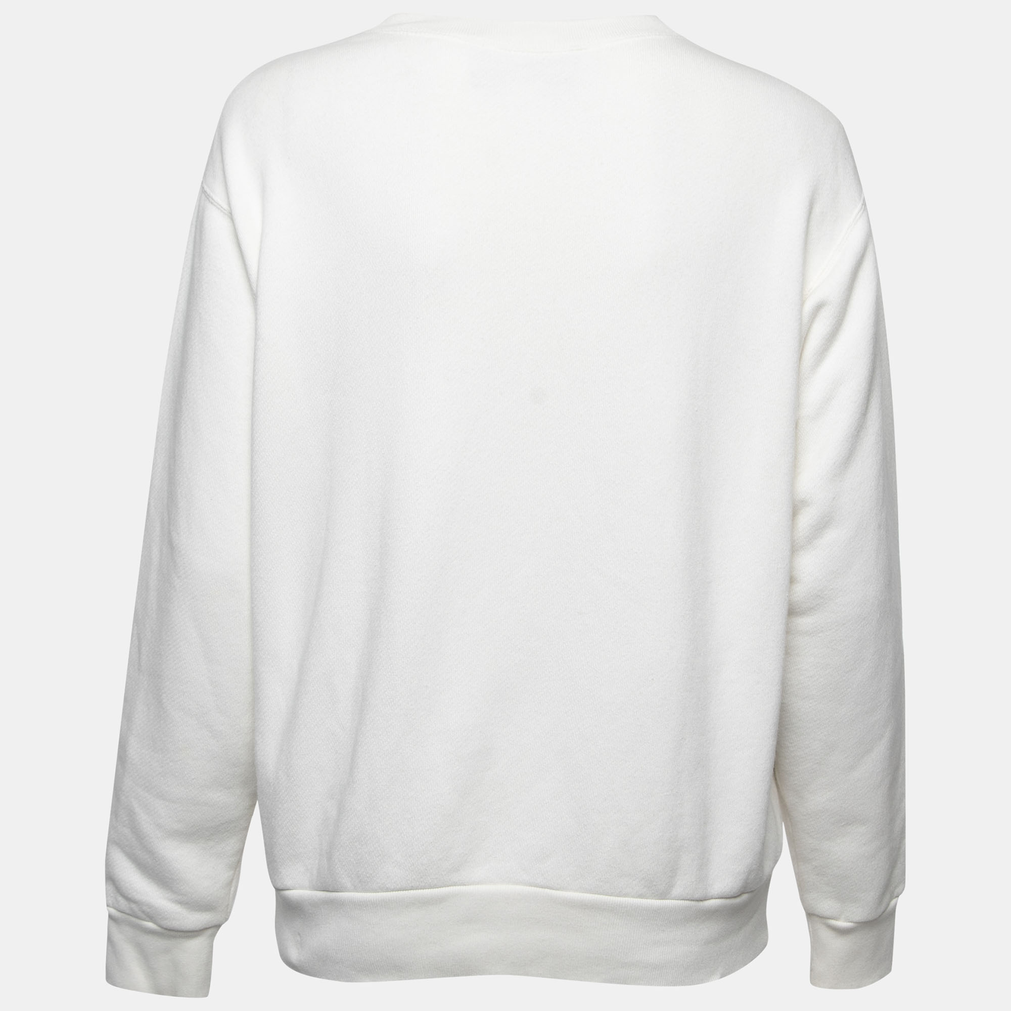 

Gucci Off-White Cotton Tennis Embroidered Crew Neck Sweatshirt