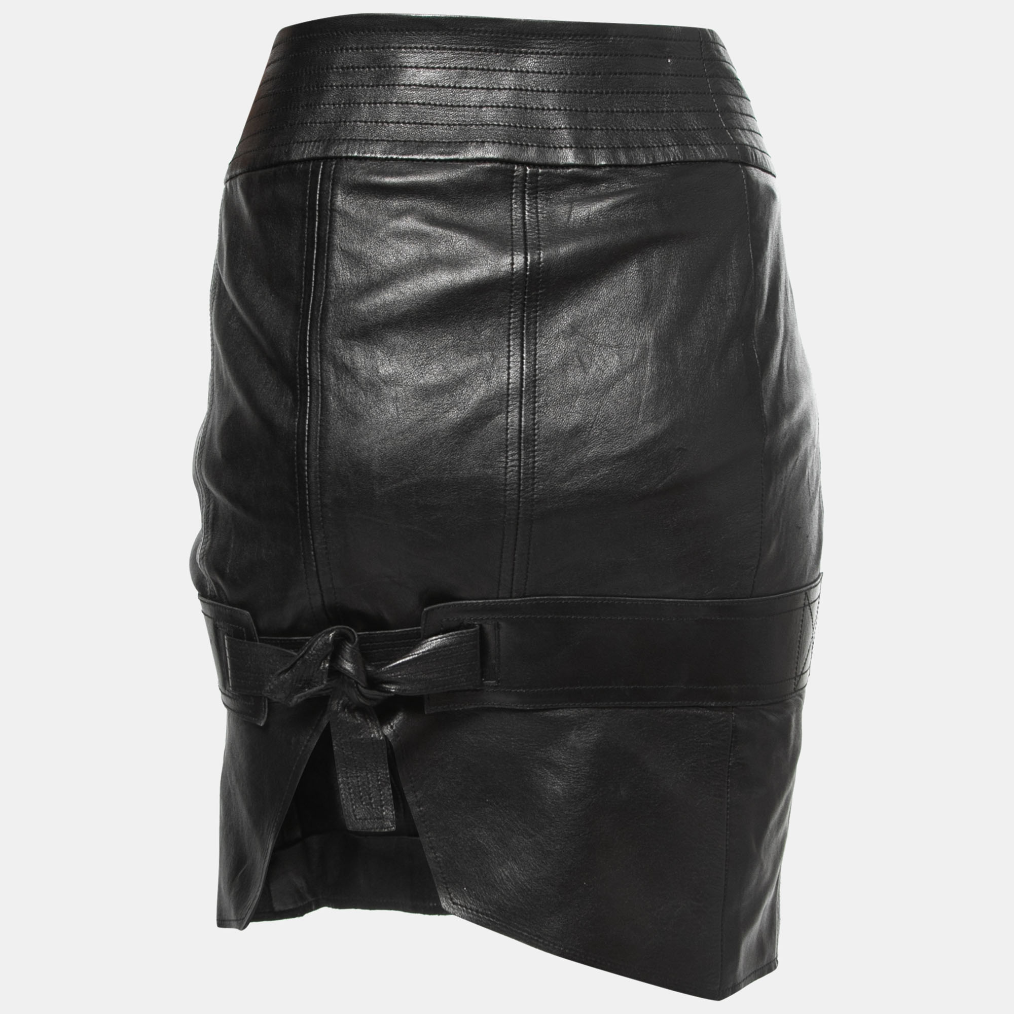 

Gucci Black Leather Midi Skirt
