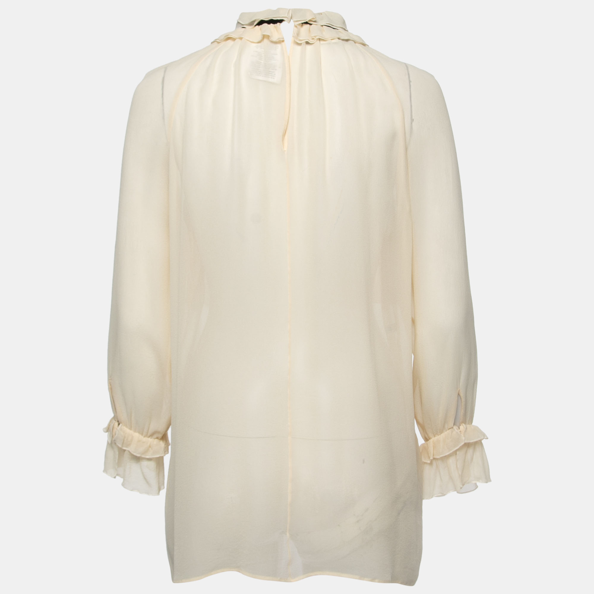 

Gucci Cream Silk Ruffled Blouse