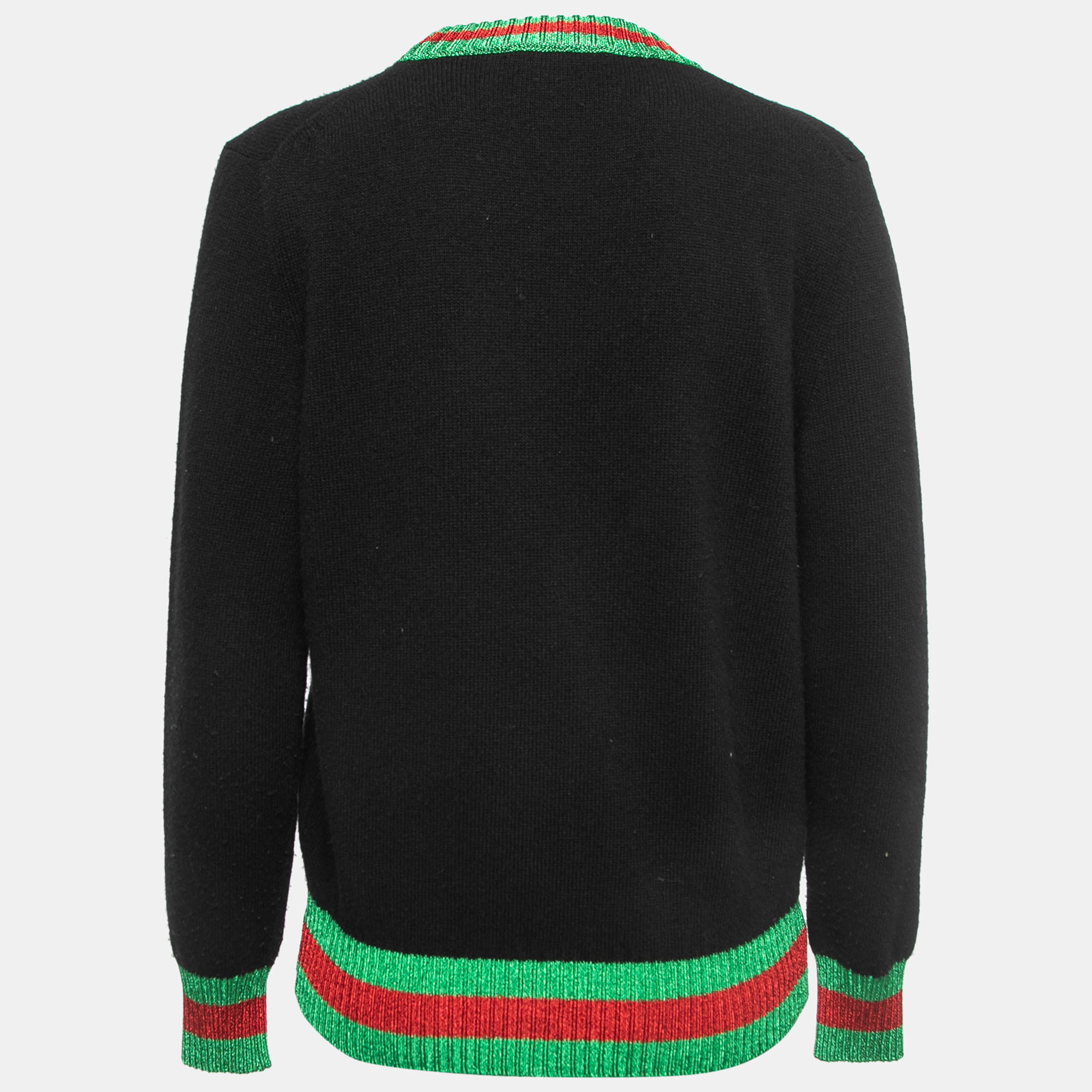 

Gucci Black Wool Lurex Web Trim Detail Sweater
