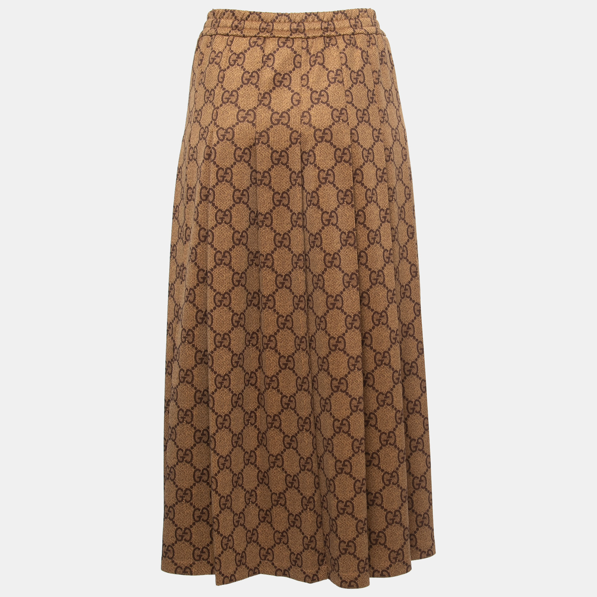 

Gucci Brown GG Patterned Jersey Drawstring Pleated Midi Skirt