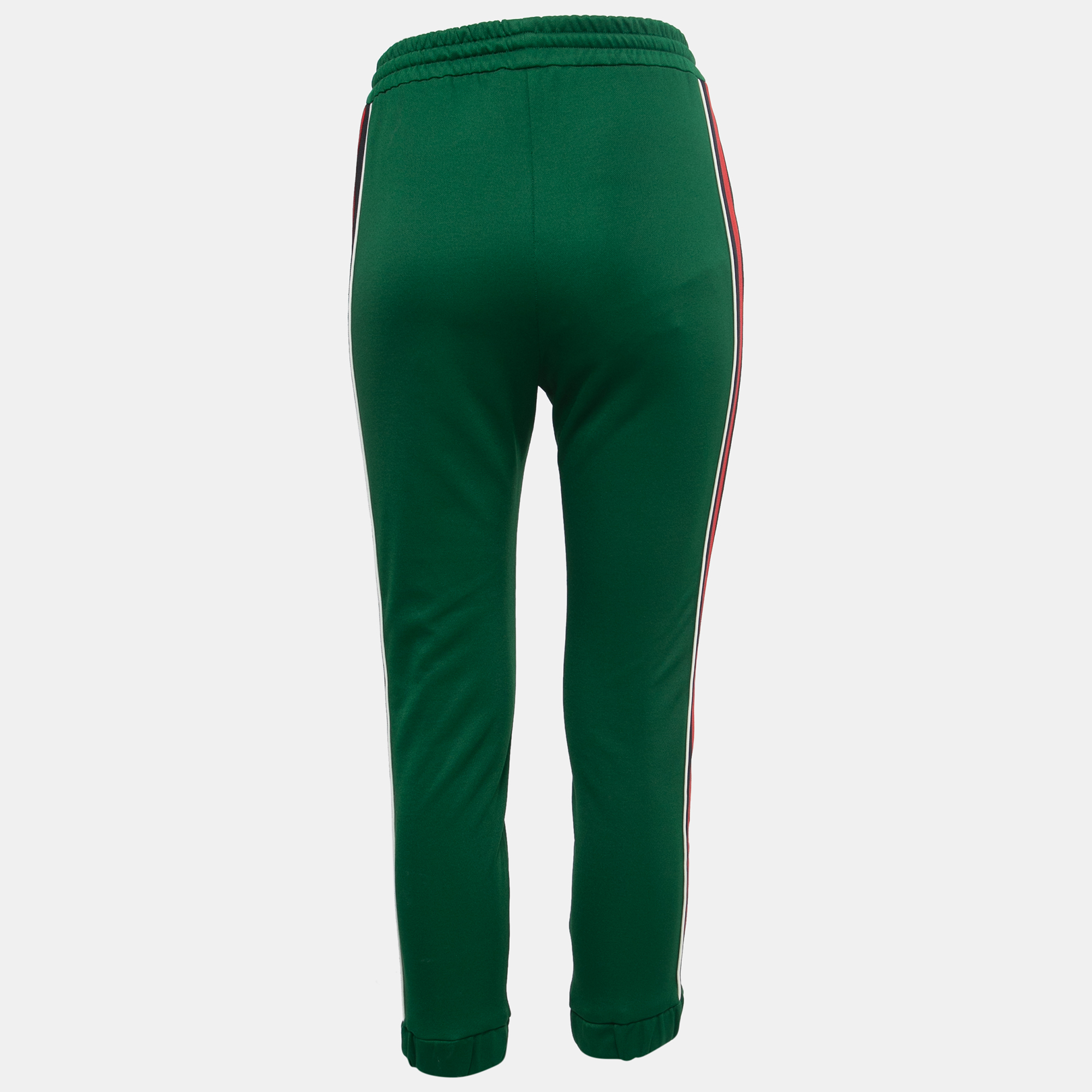 

Gucci Green Jersey Web Stripe Detail Track Pants