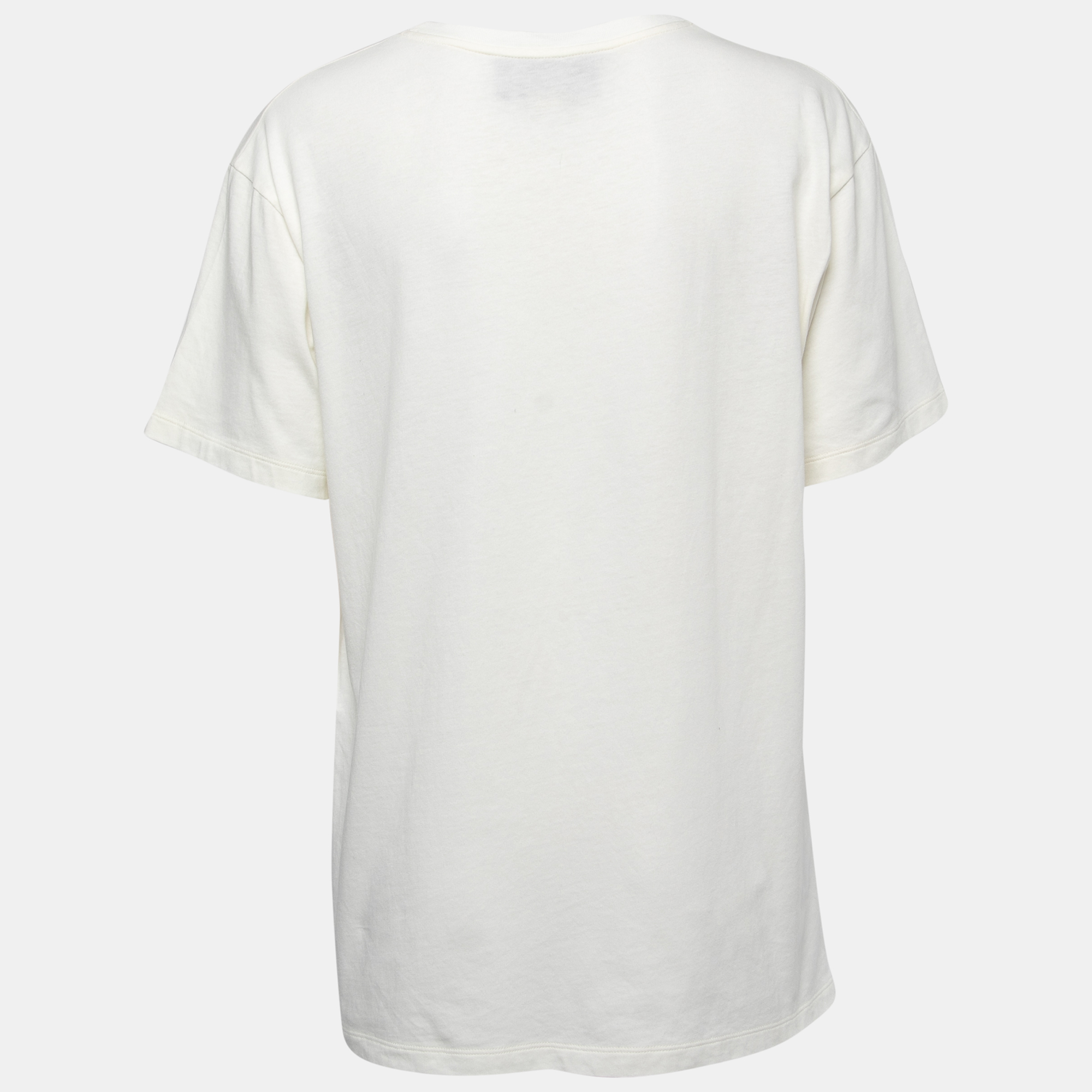 

Gucci Off-White Interlocking G Heart Printed Cotton Oversized T-Shirt