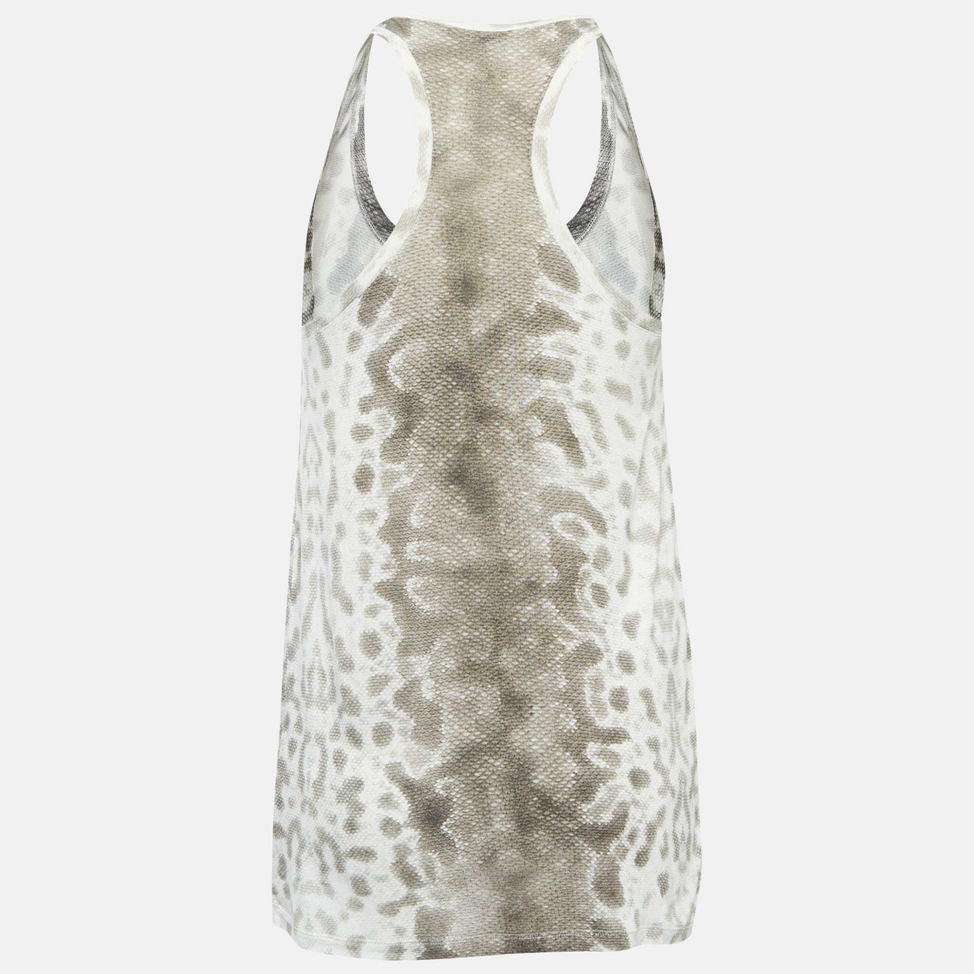 

Gucci White Snake Print Satin Silk & Knit Tank Top