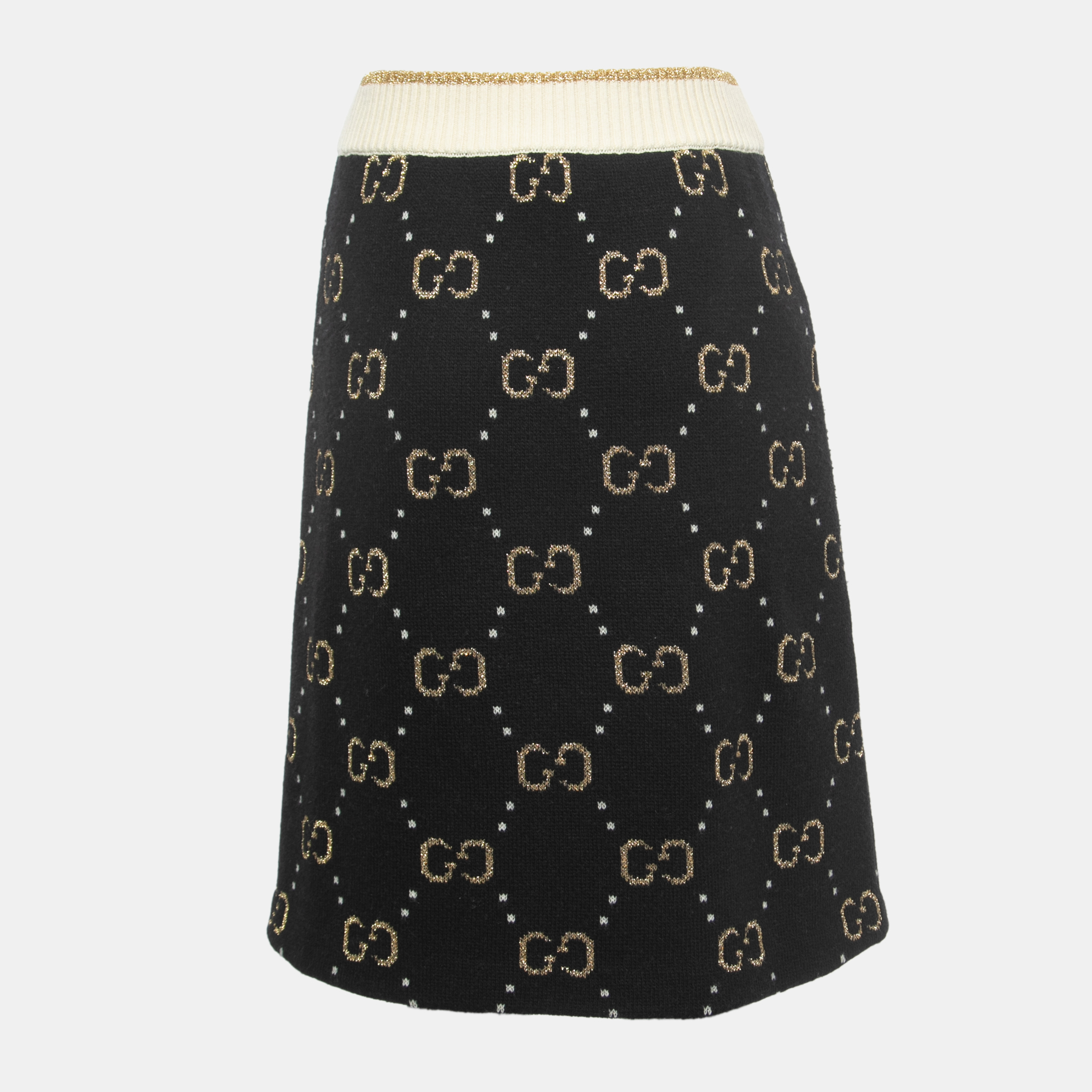 

Gucci Black/Metallic GG Patterned Knit Skirt
