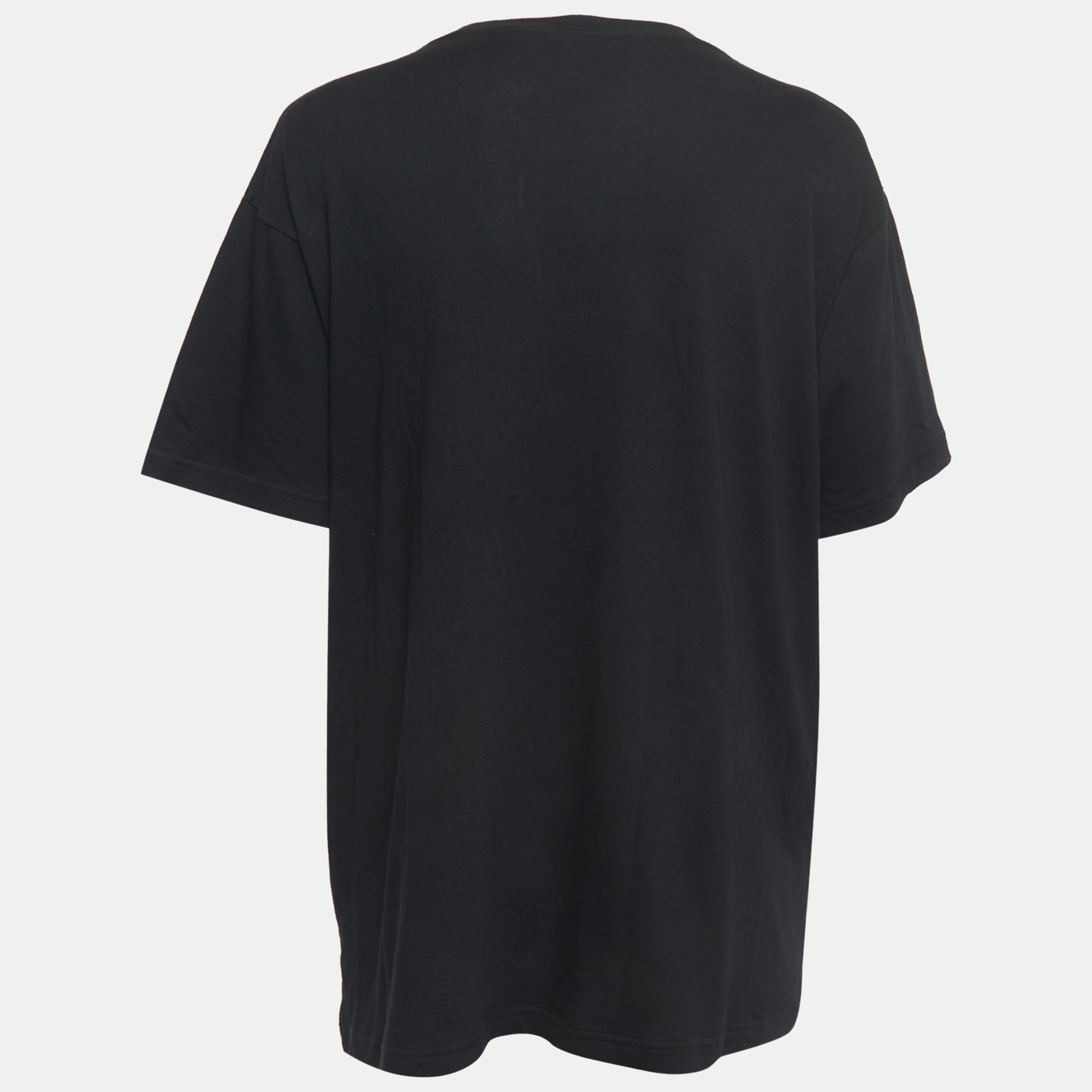 

Gucci Black Cotton Logo Embellished Half Sleeve T-Shirt