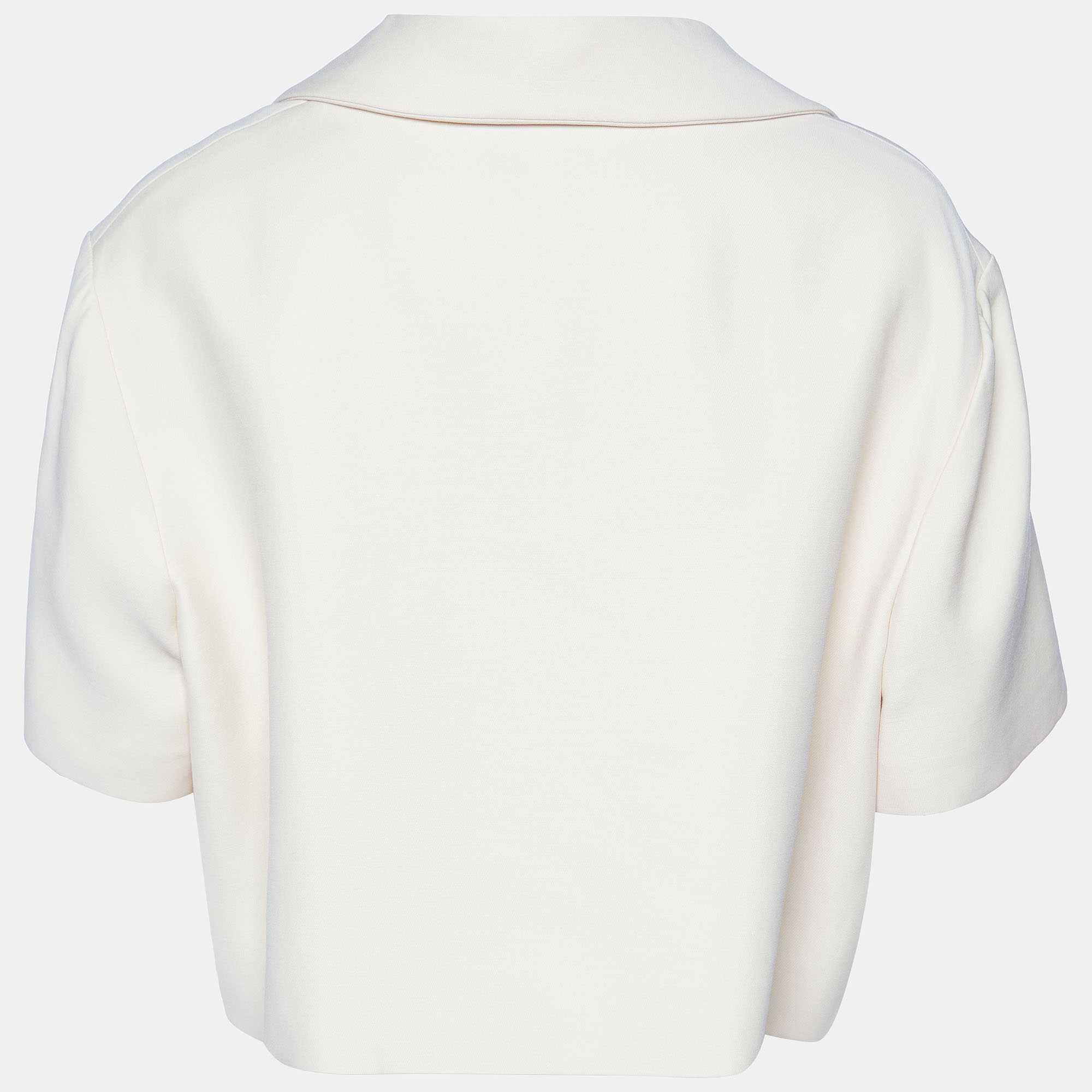 

Gucci Cream Silk & Wool Logo Patch Crop Jacket