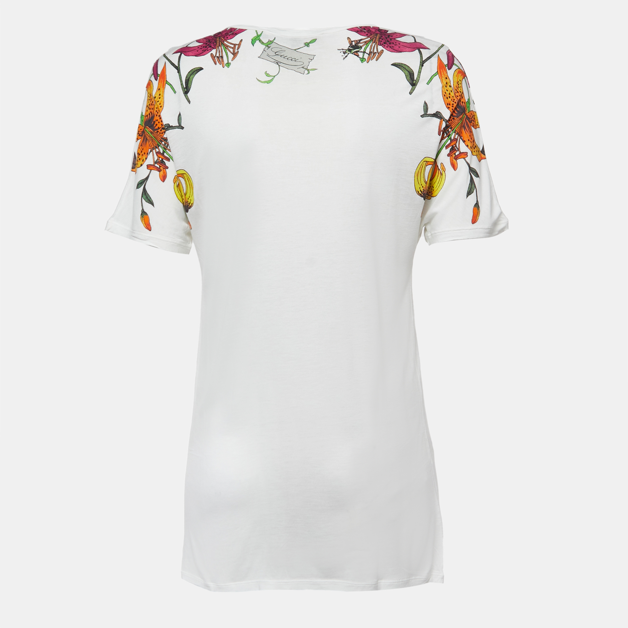 

Gucci White Floral Print Cotton Knit Short Sleeve T-Shirt