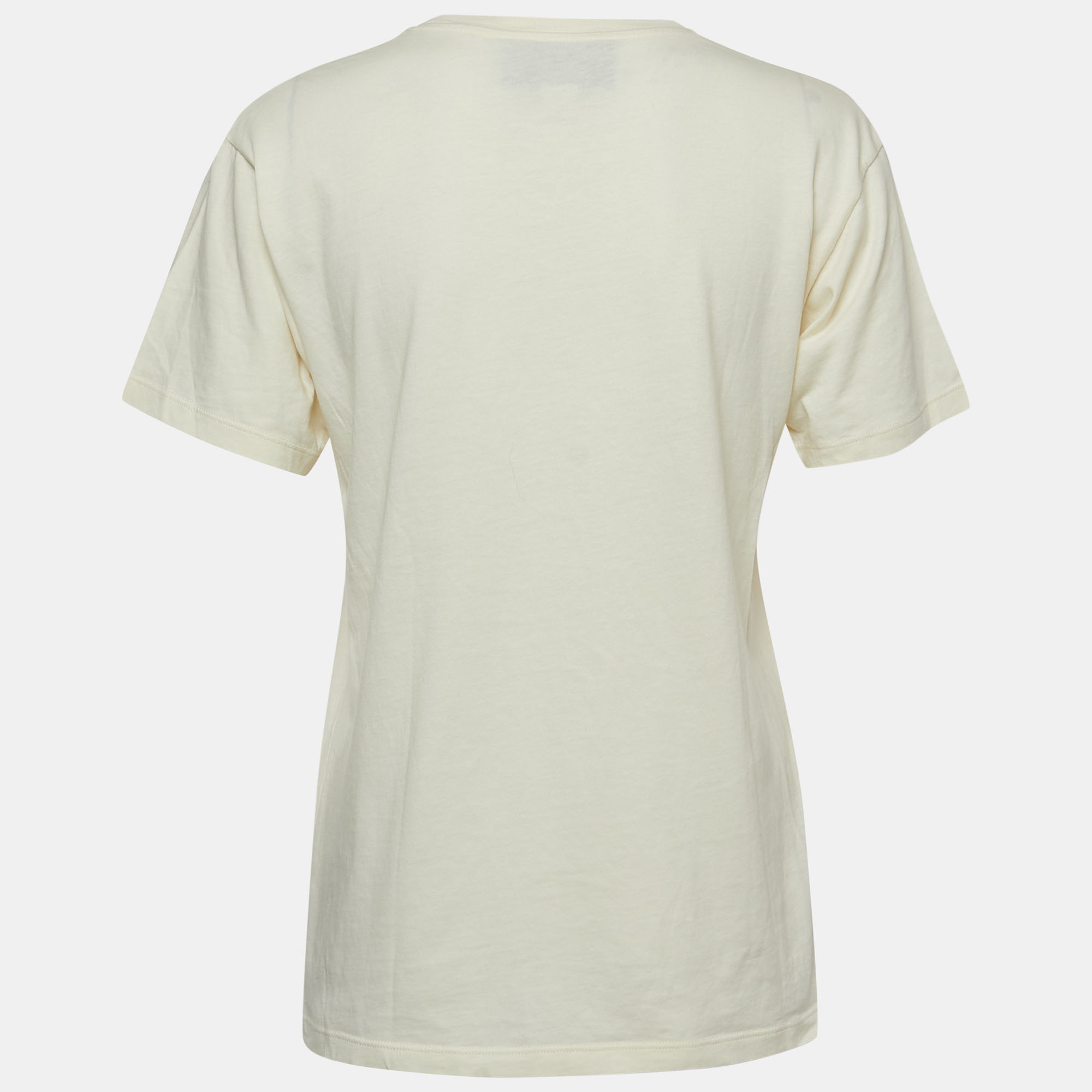

Gucci Cream Logo Print Cotton Short Sleeve T-Shirt