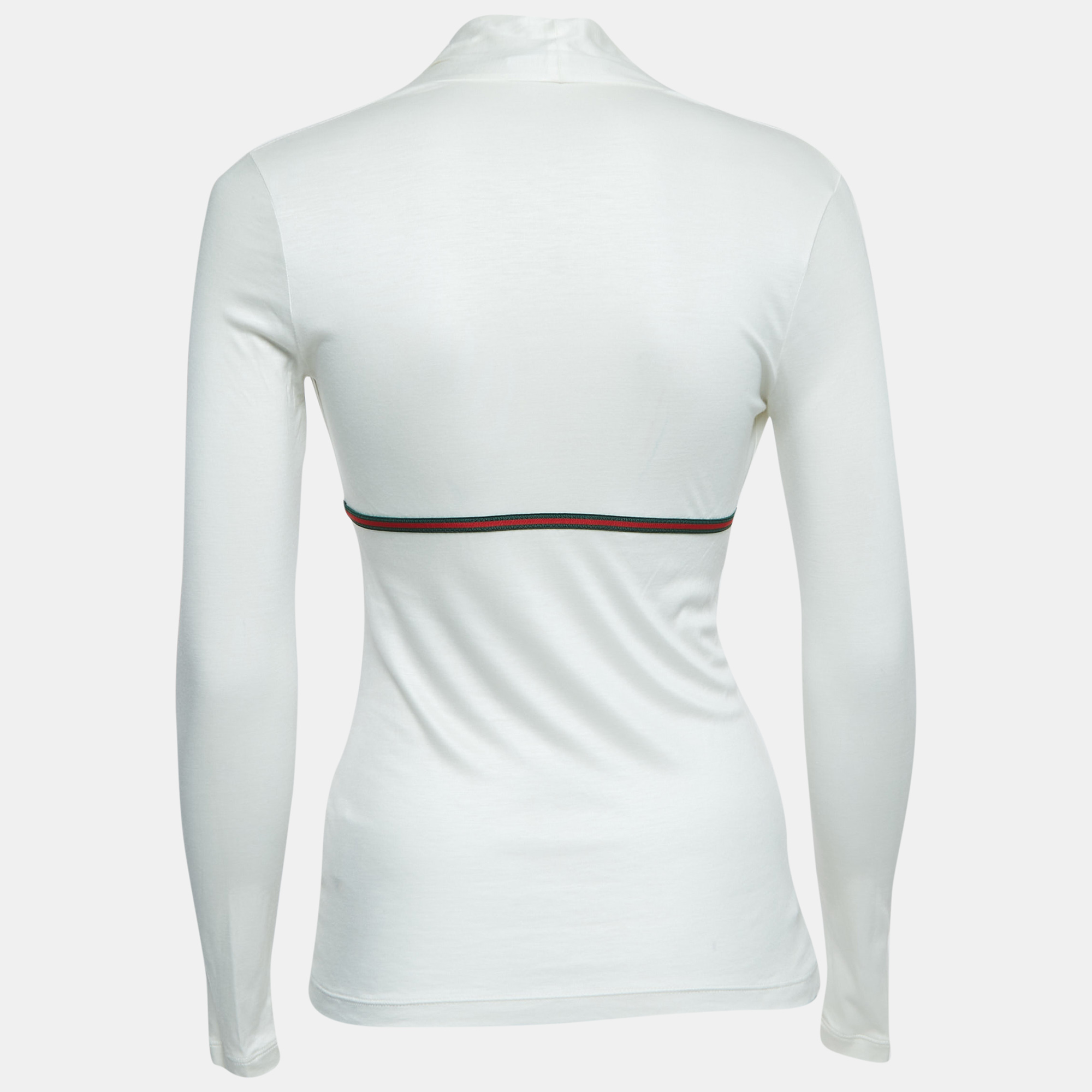 

Gucci White Modal Web Stripe Detailed Long Sleeve Top