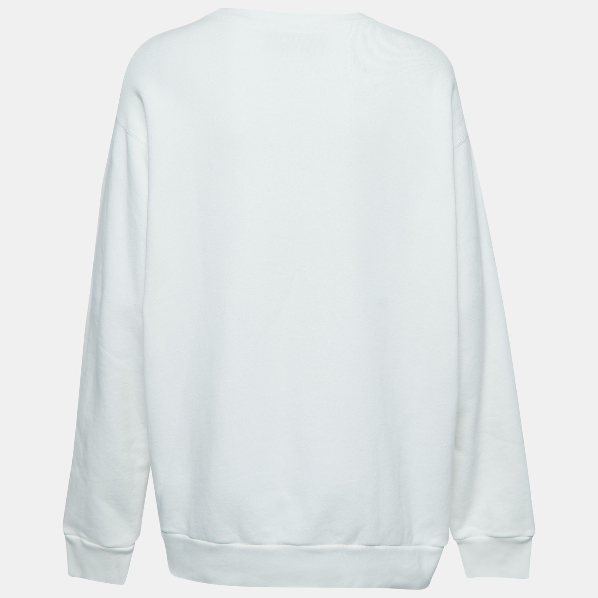 

Gucci White Logo Embroidered Cotton Crew Neck Sweatshirt