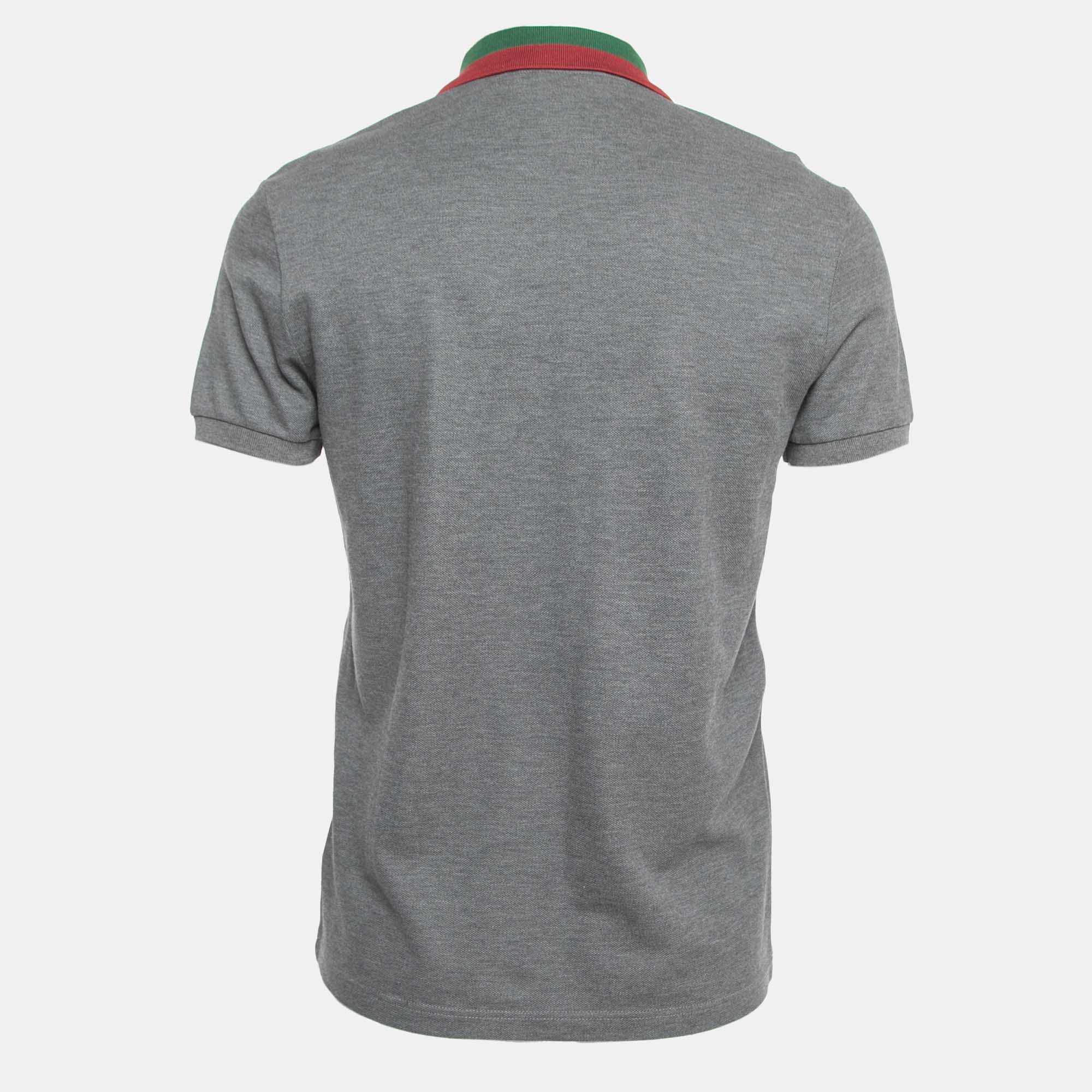 

Gucci Grey Cotton Web Detailed Polo T-Shirt