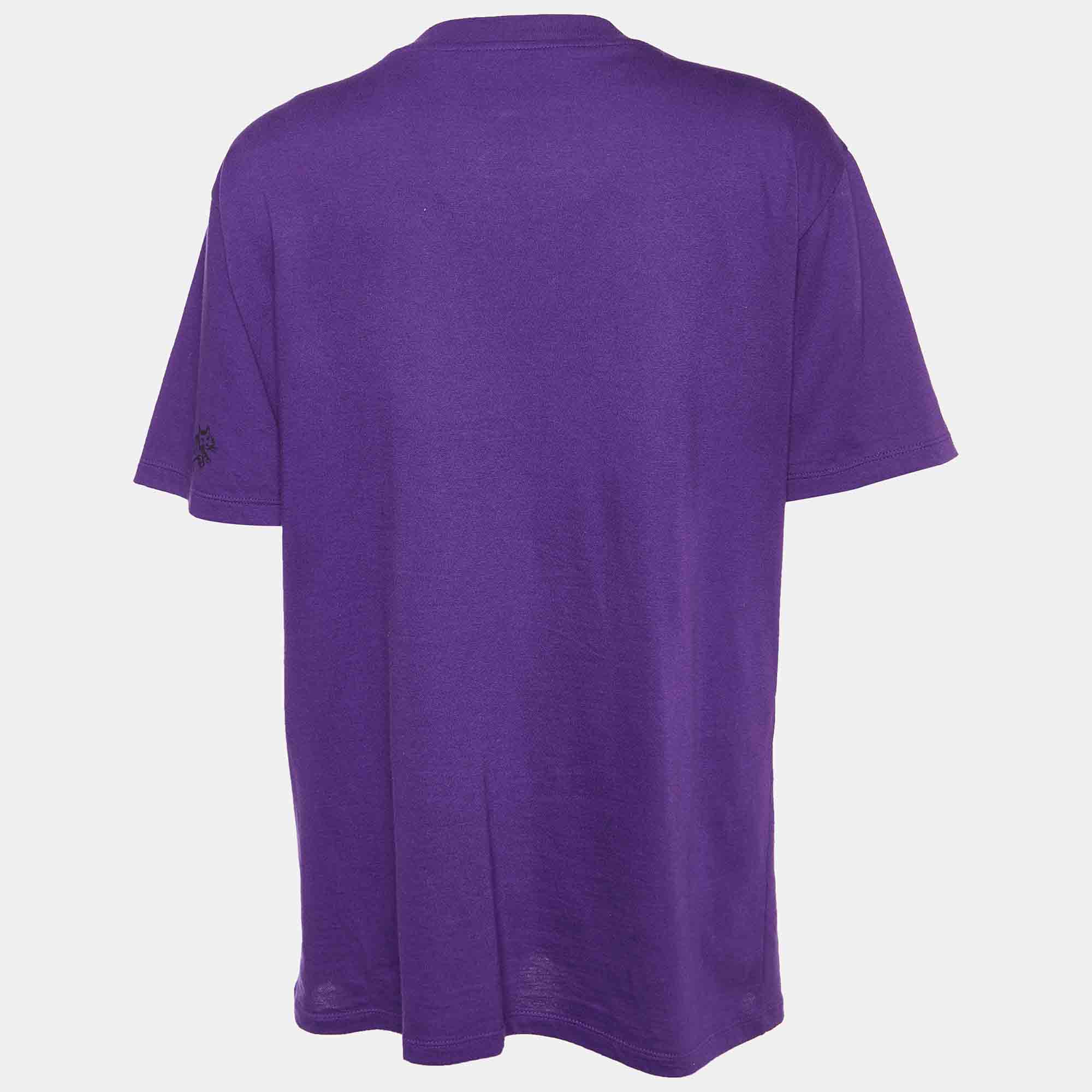 

Gucci Purple Cotton Blind For Love Embroidered T-Shirt