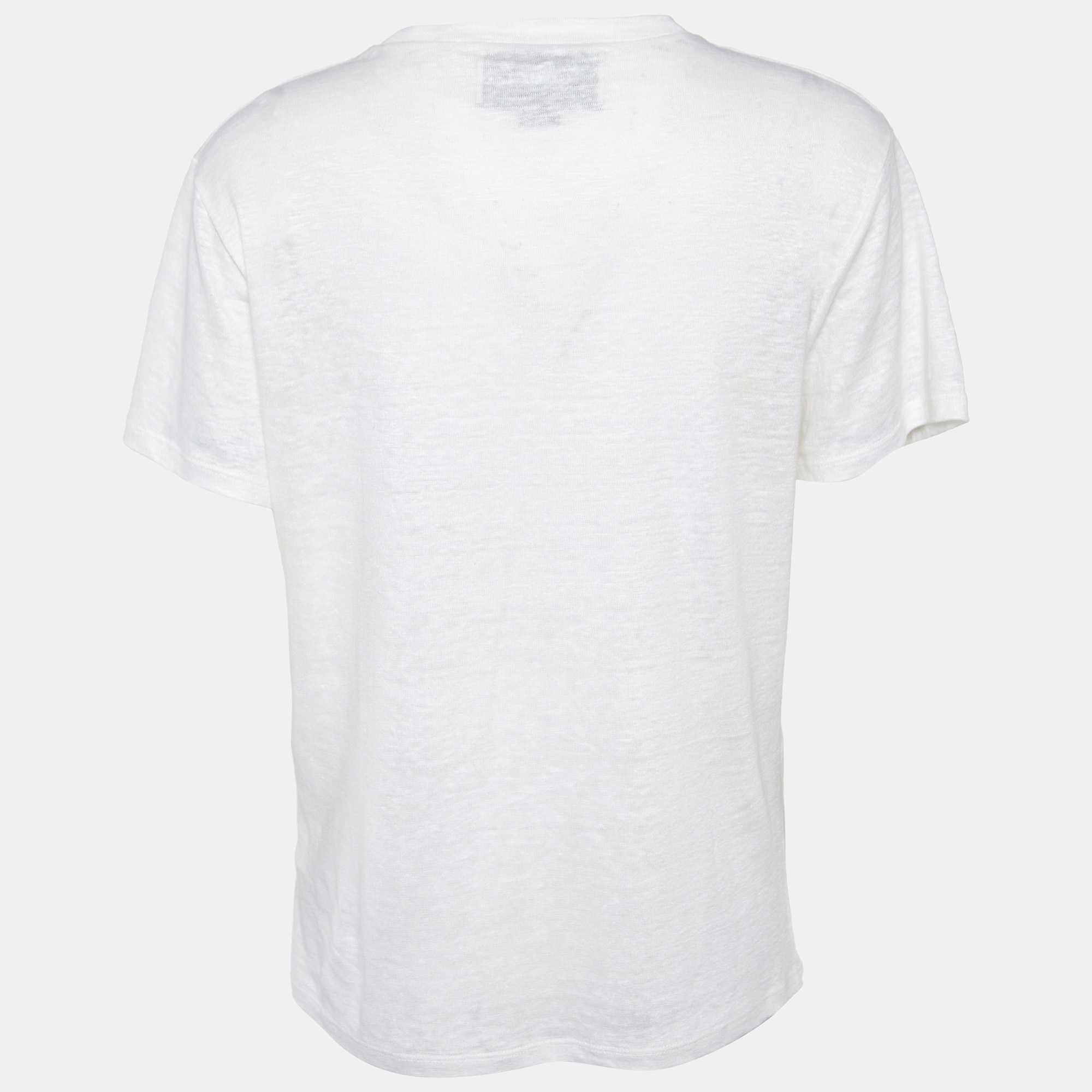 

Gucci White Linen Knit Embroidered Detail T-Shirt