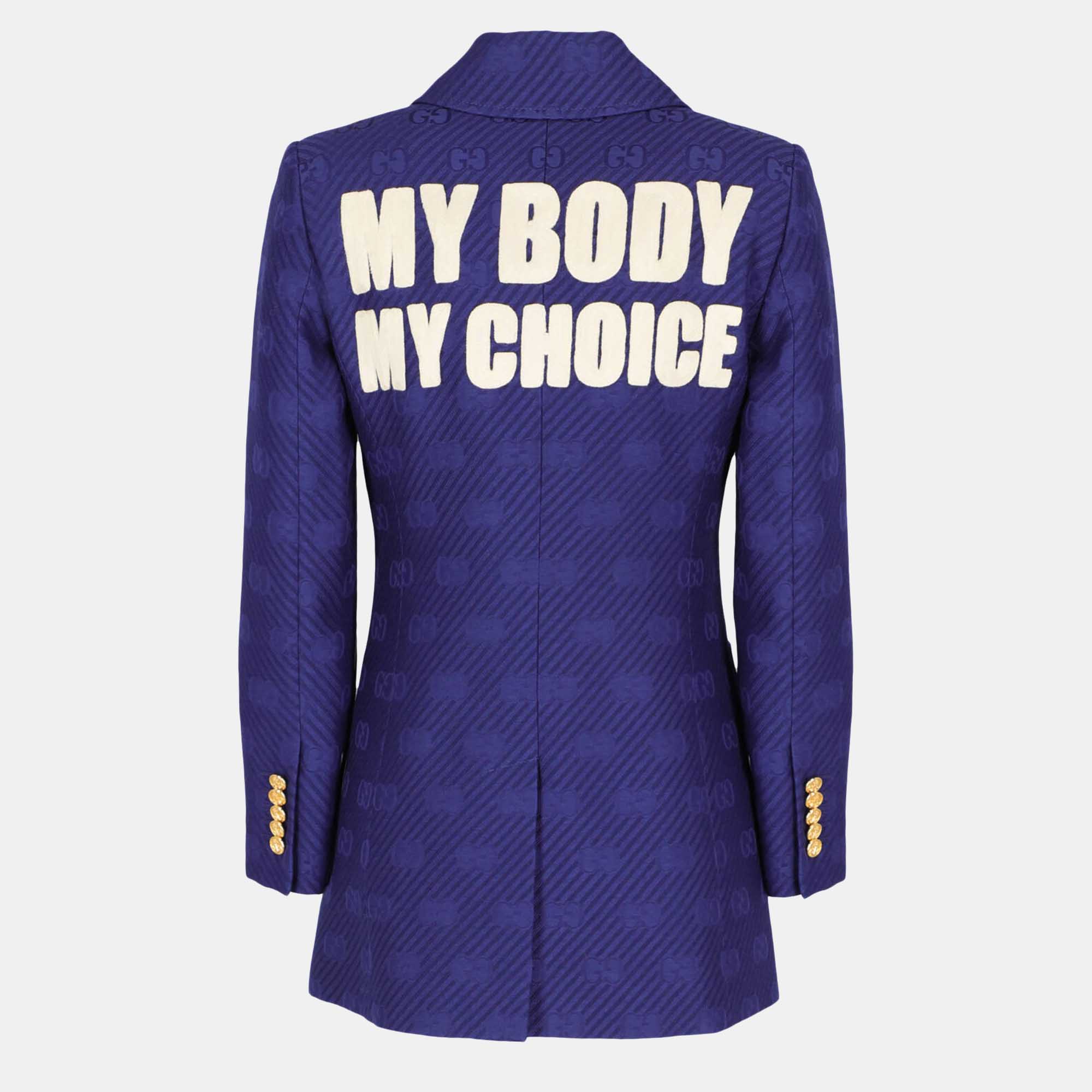 

Gucci Women's Wool Blazer - Navy, Navy blue