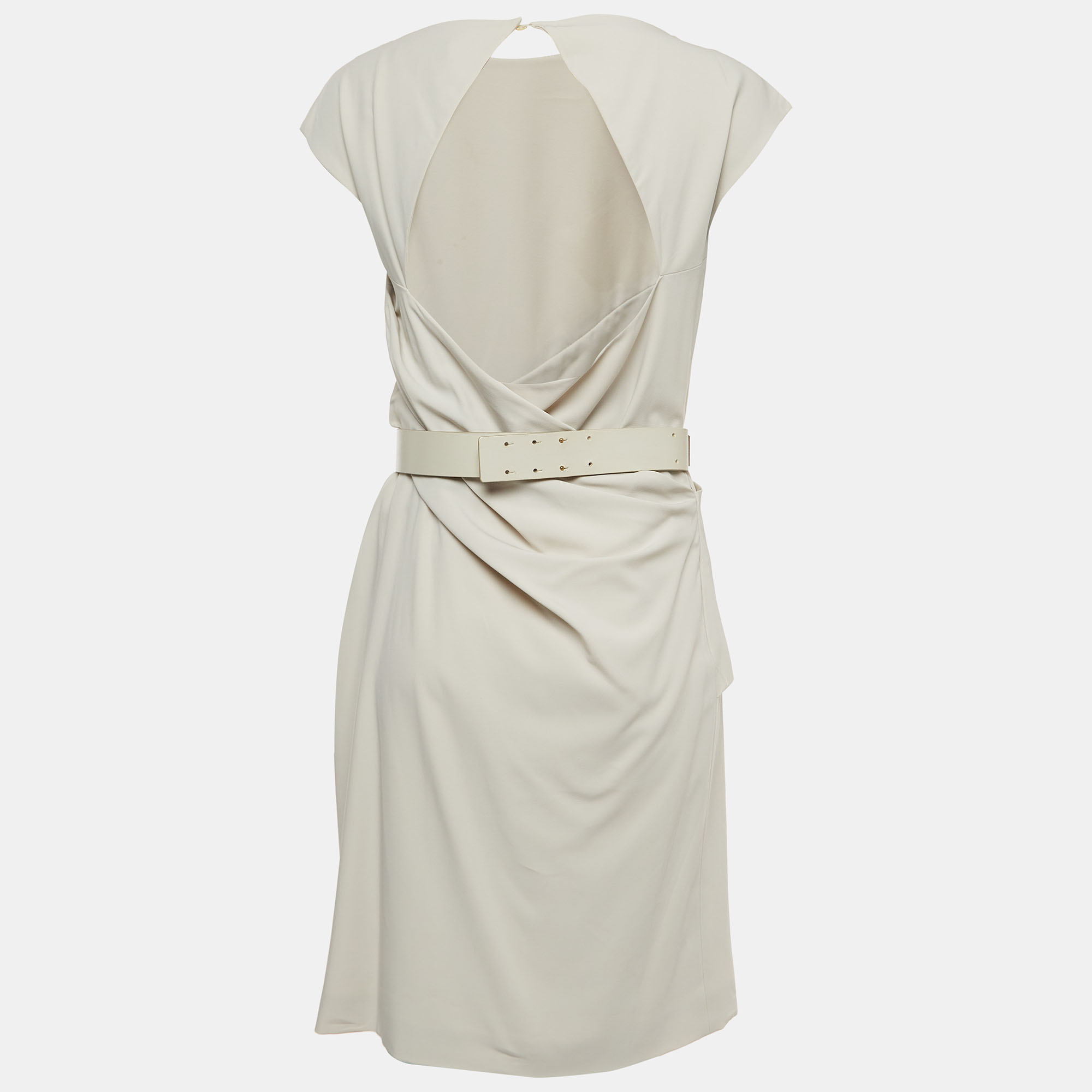 

Gucci Pale Grey Stretch Cady Belted Knee-Length Dress