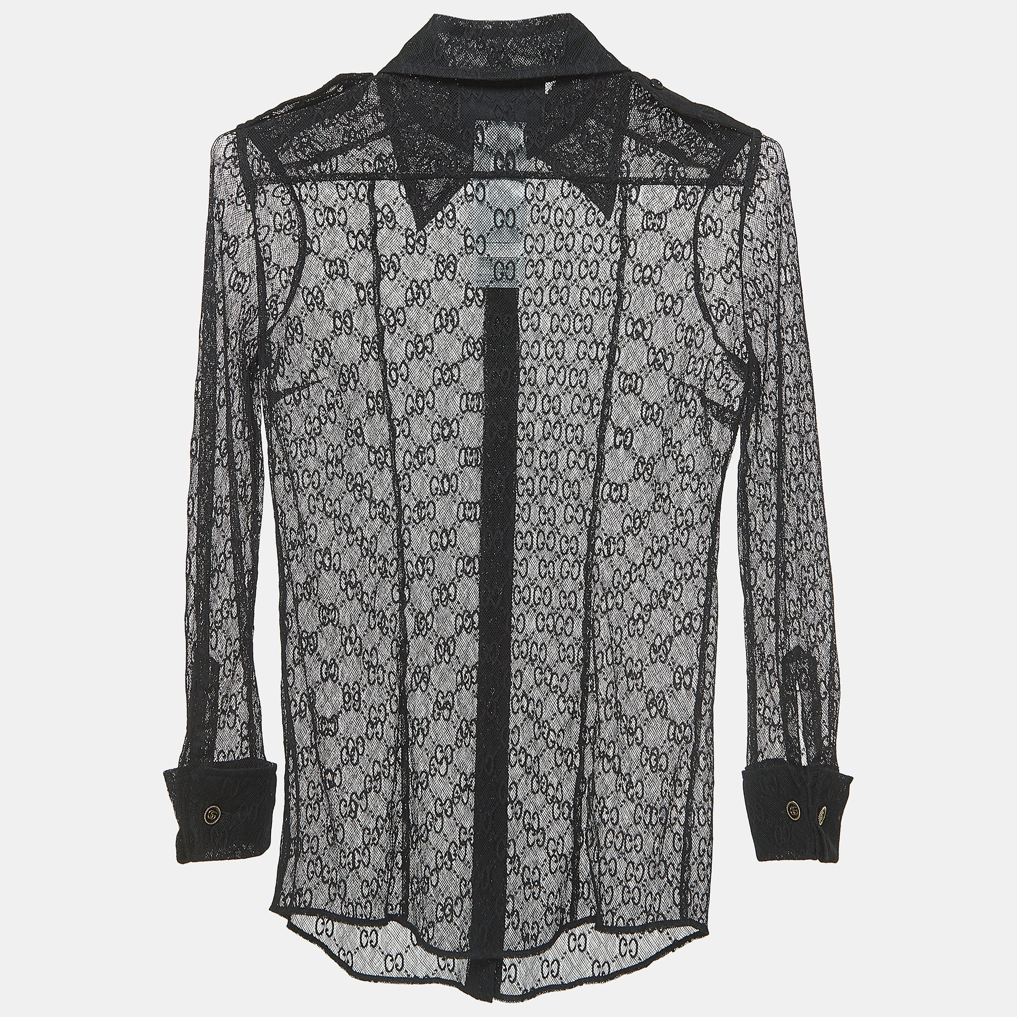 

Gucci Black GG Patterned Cotton Belnd Button Front Full Sleeve Shirt