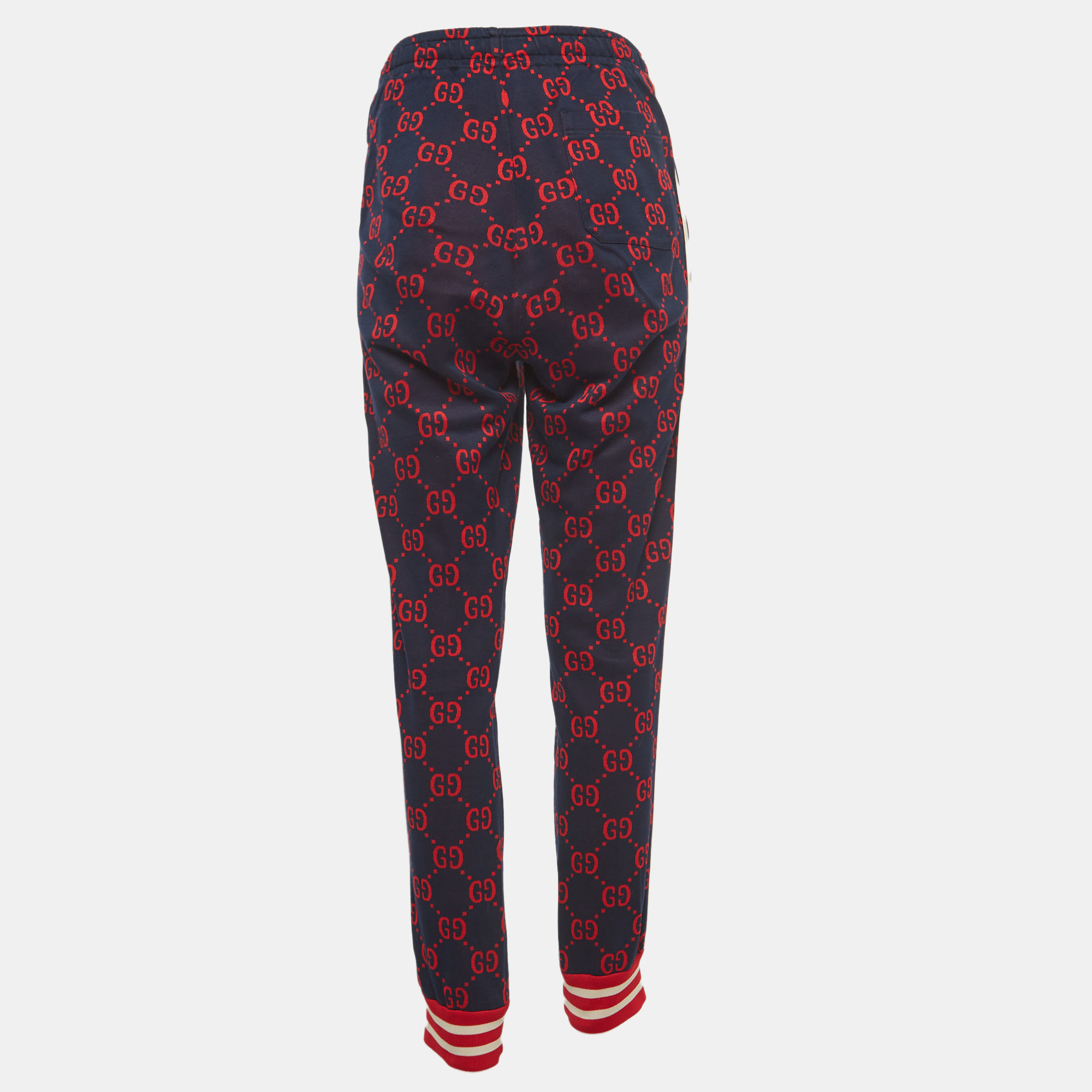 

Gucci Navy Blue GG Patterned Cotton Drawstring Joggers