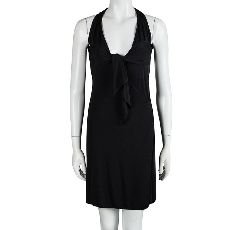 

Gucci Black Knit Tie Detail Halter Dress