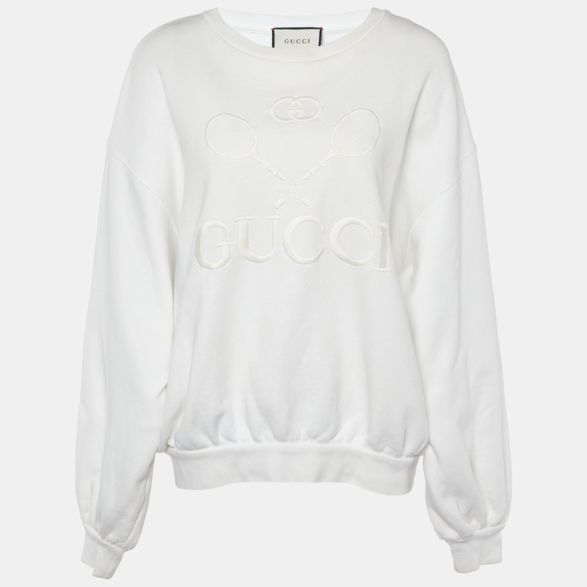 

Gucci White Logo Embroidered Cotton Sweatshirt
