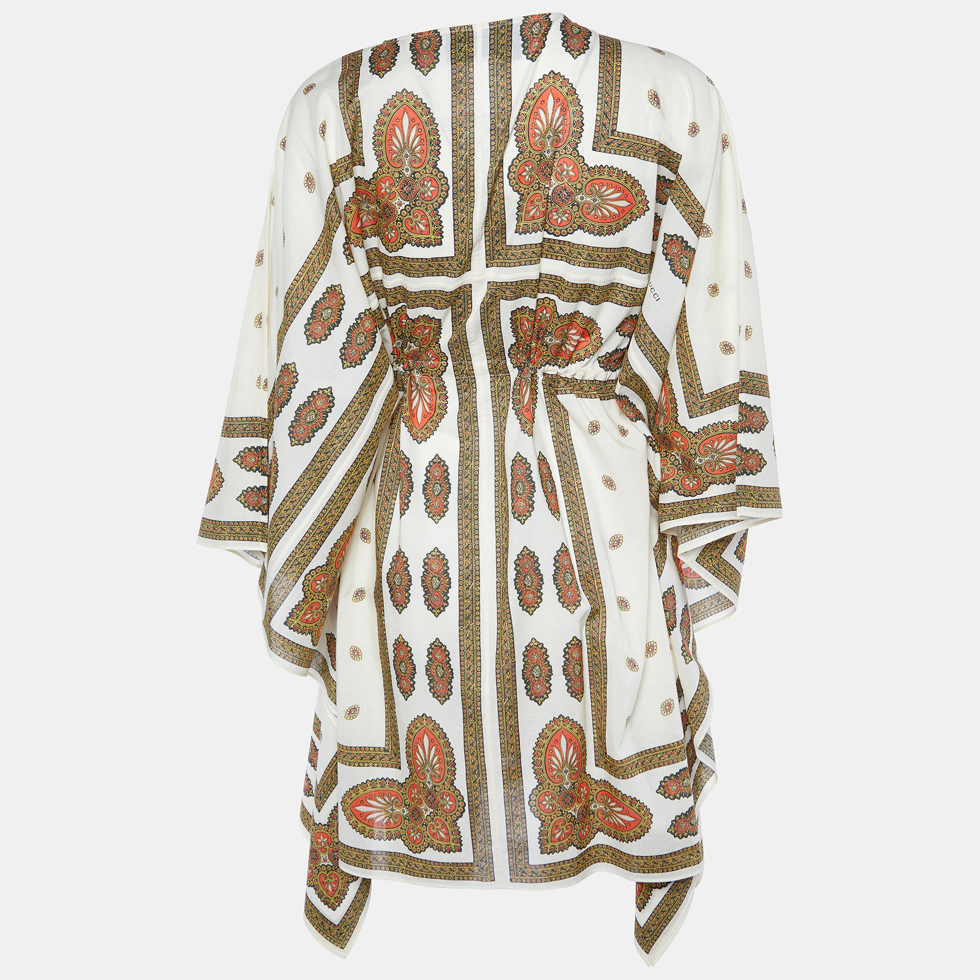 

Gucci Cream Paisley Printed Cotton Kaftan Dress