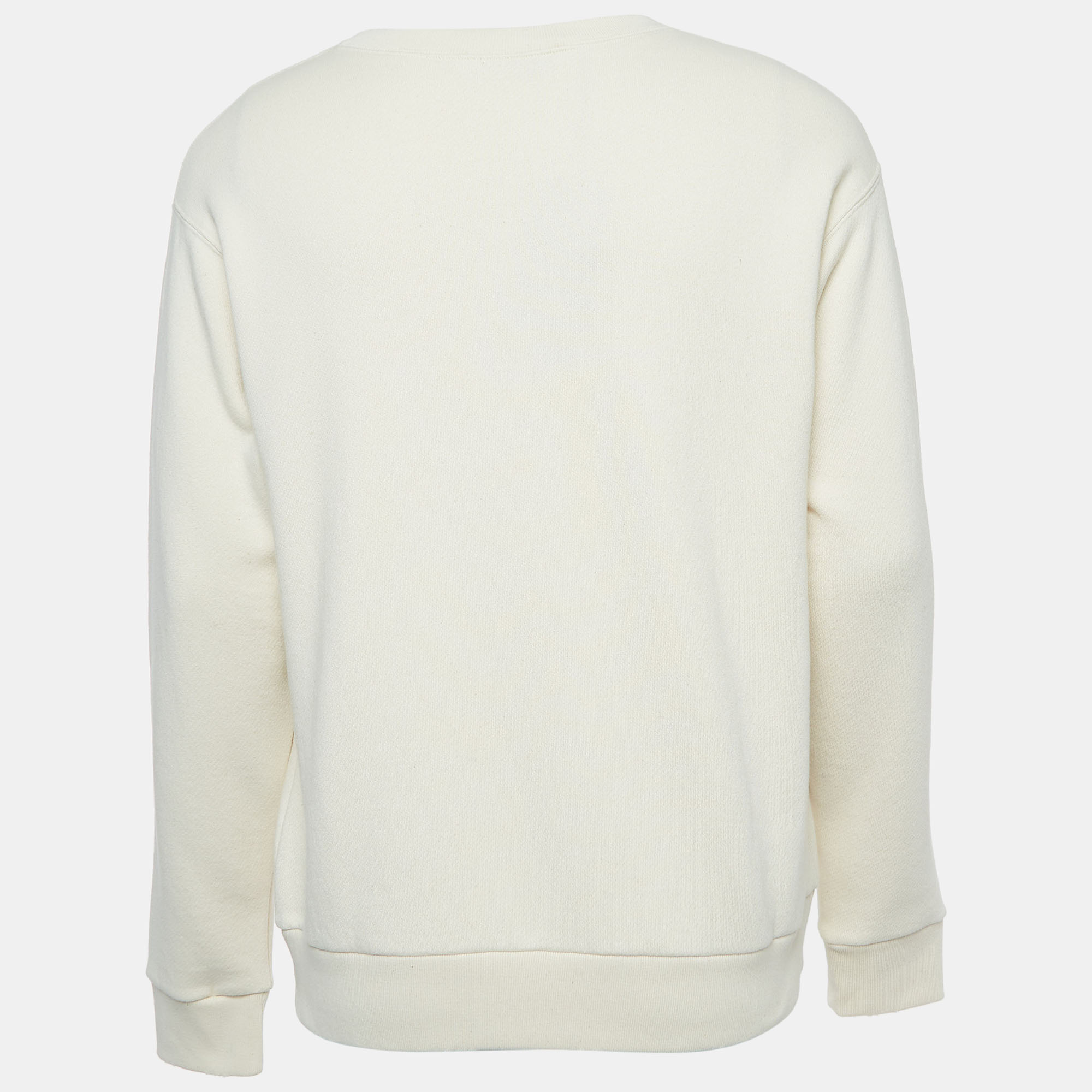 

Gucci Cream Logo Print Distressed Cotton Sweatshirt