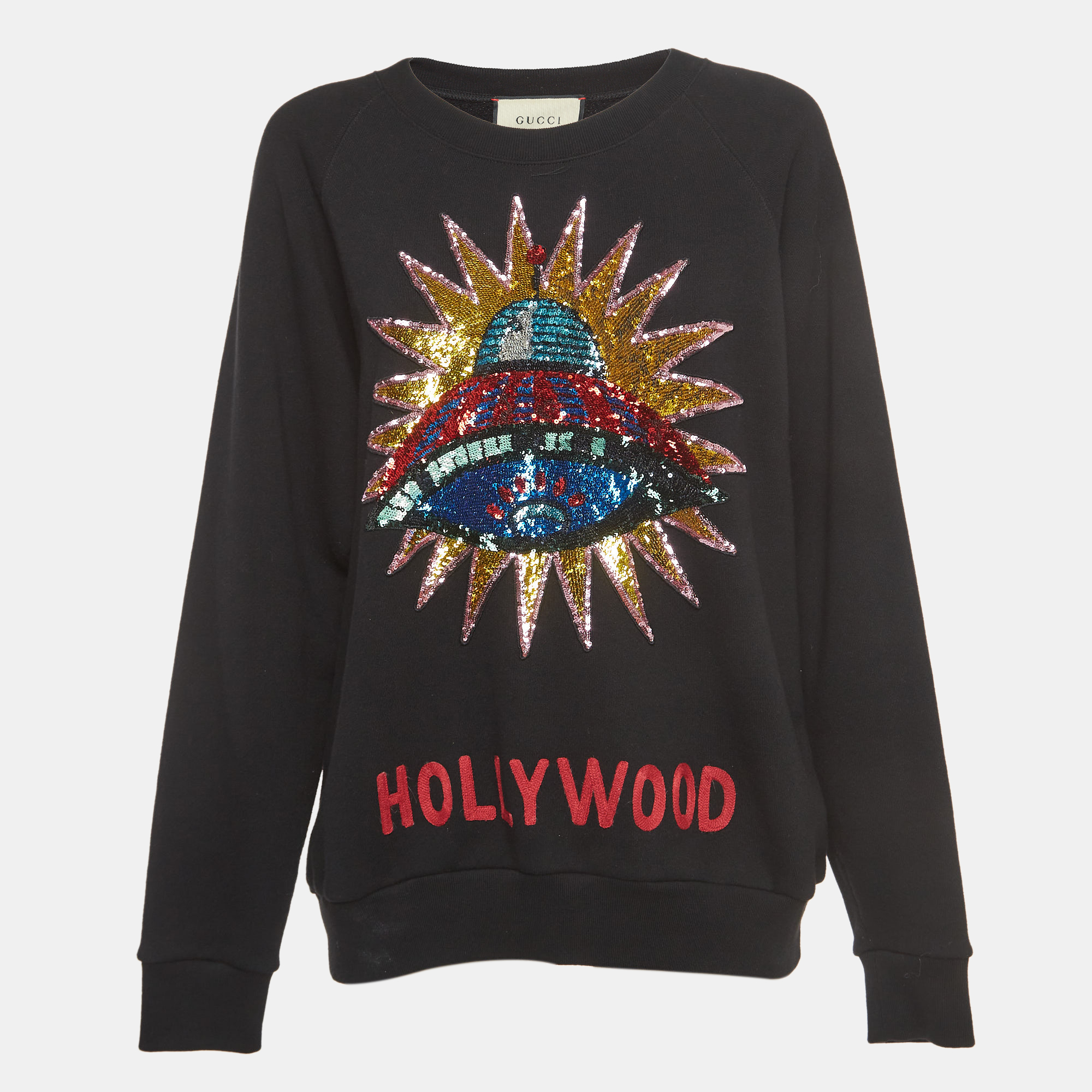 

Gucci Black Cotton Knit UFO Embroidered Sweater S
