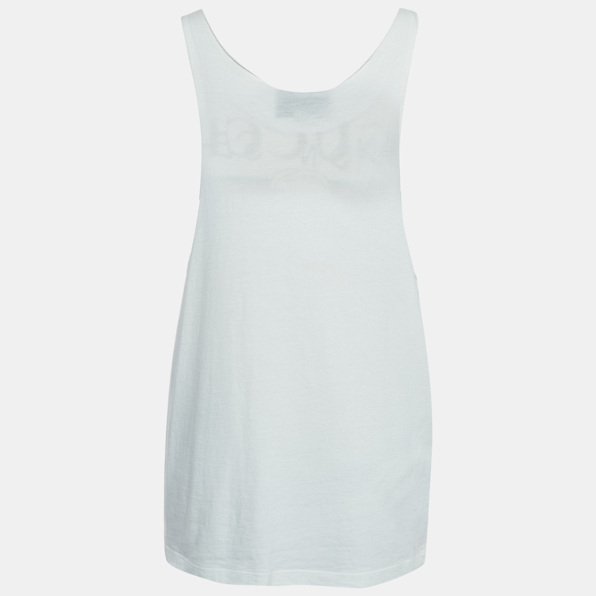 

Gucci White Graffiti Logo Print Cotton Tank Top