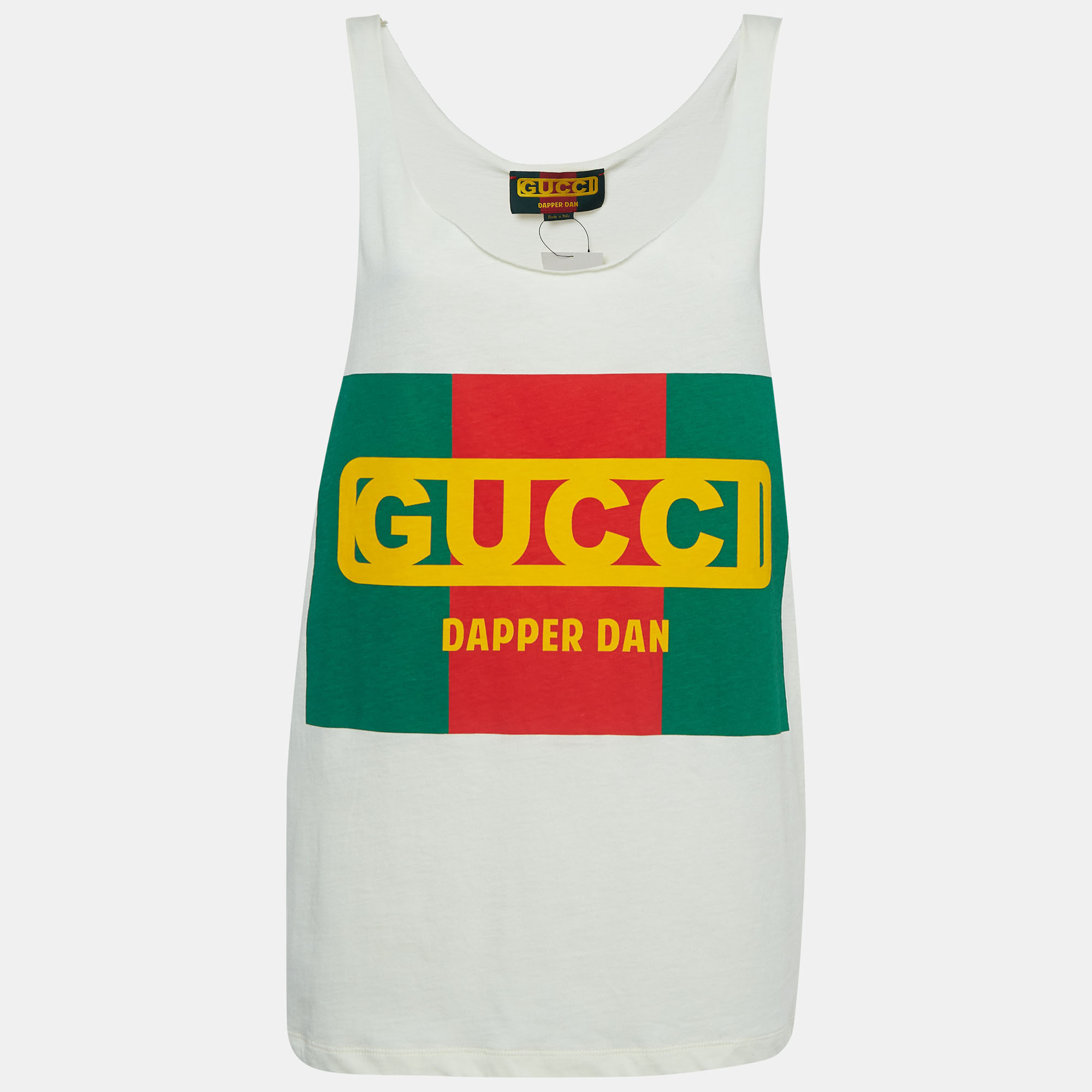 

Gucci X Dan Dapper Off White Logo Printed Cotton Tank Top XS