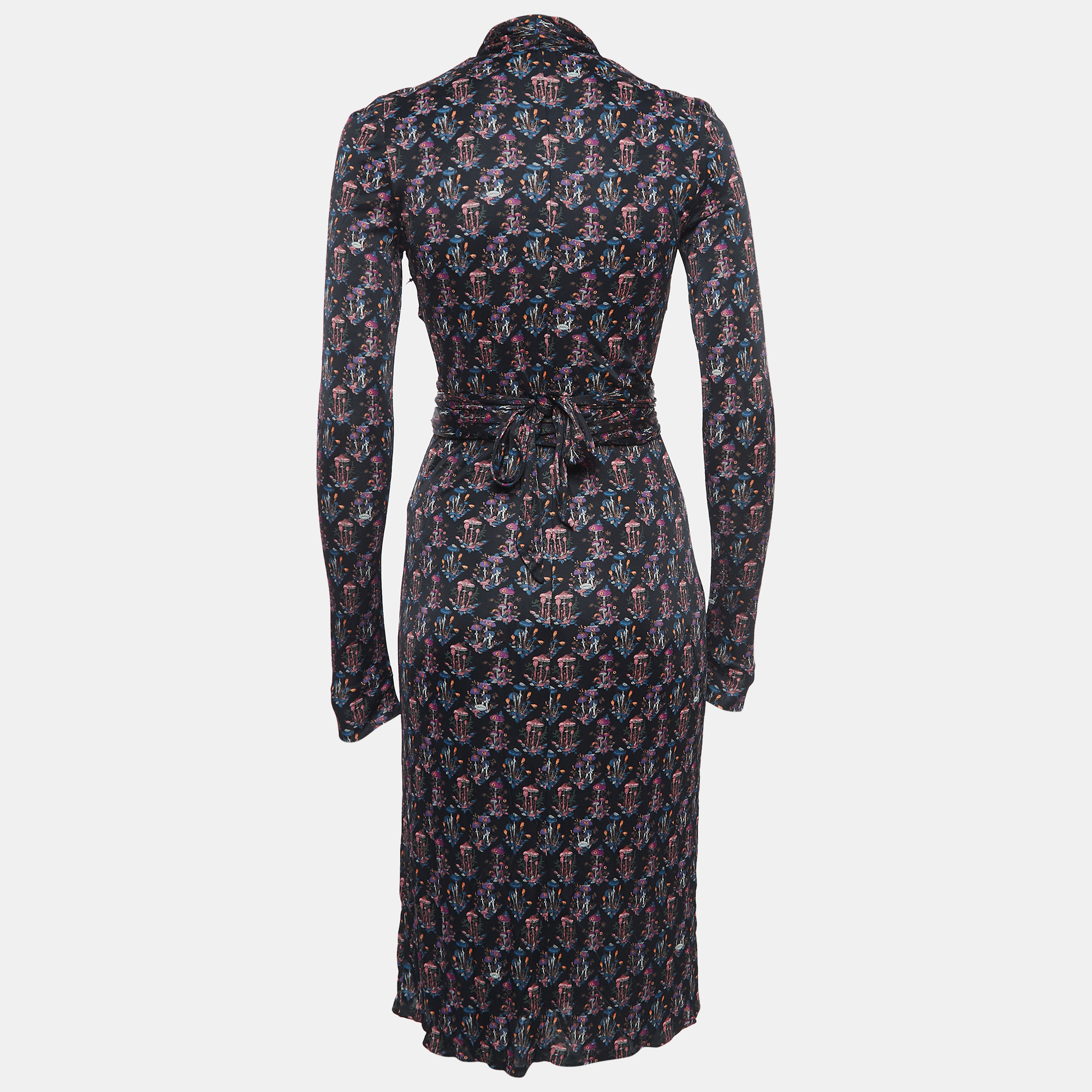 

Gucci Black Floral Print Jersey Wrap Dress