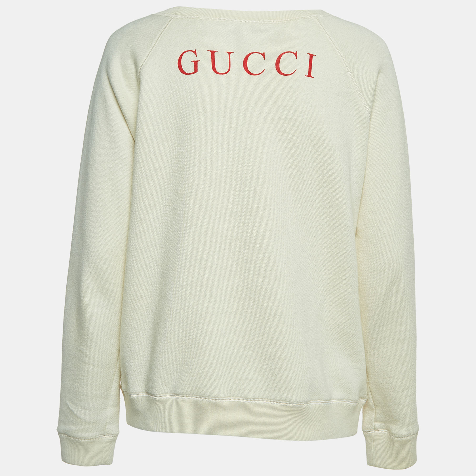 

Gucci Off White Embroidered Print Cotton Sweatshirt