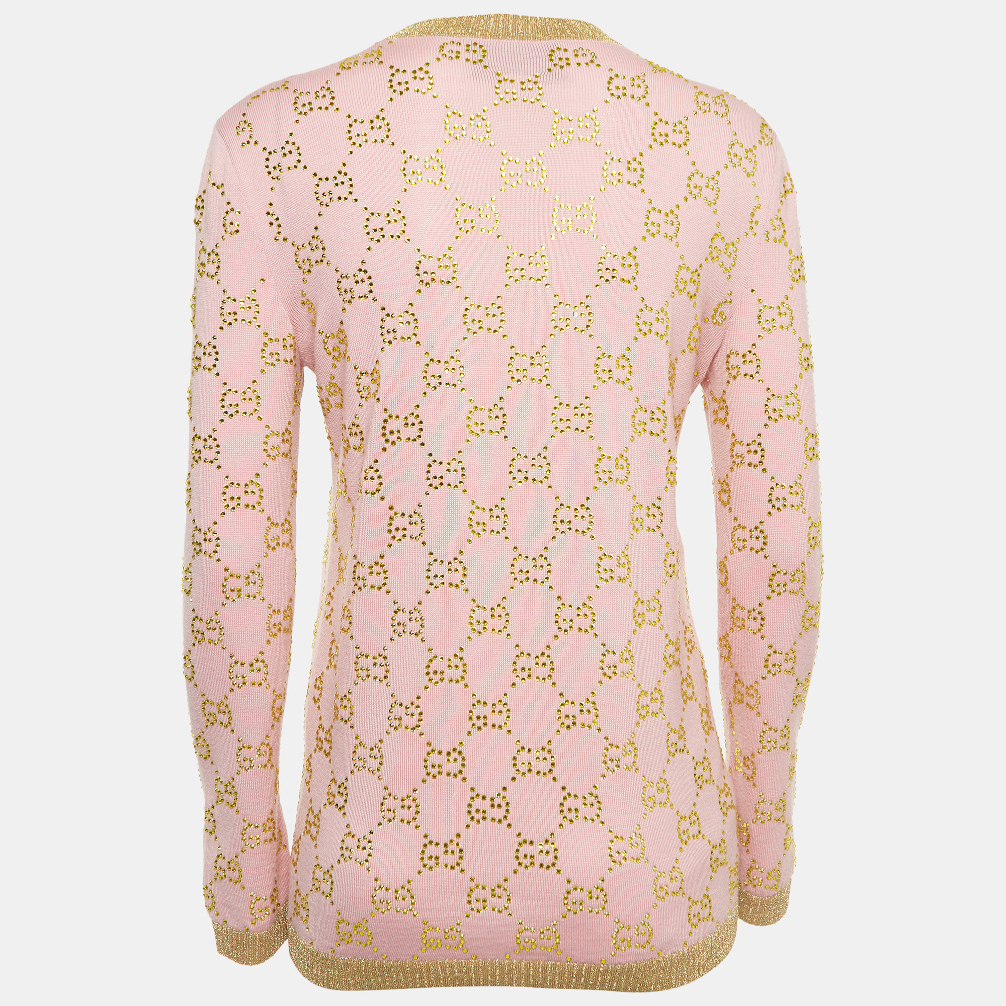 

Gucci Pink GG Embellished Wool Round Neck Sweater