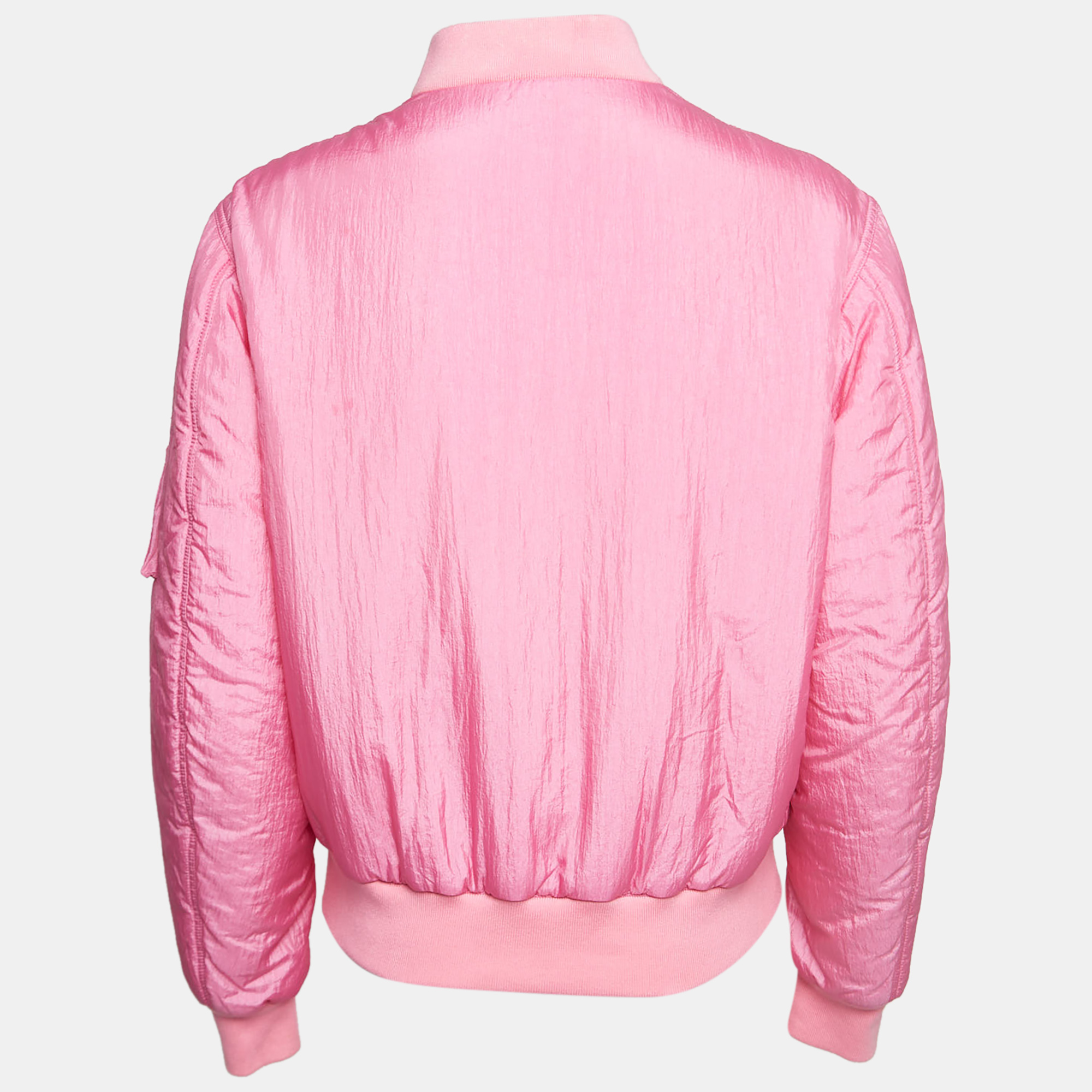 

Gucci Pink Nylon Applique Detail Bomber Jacket