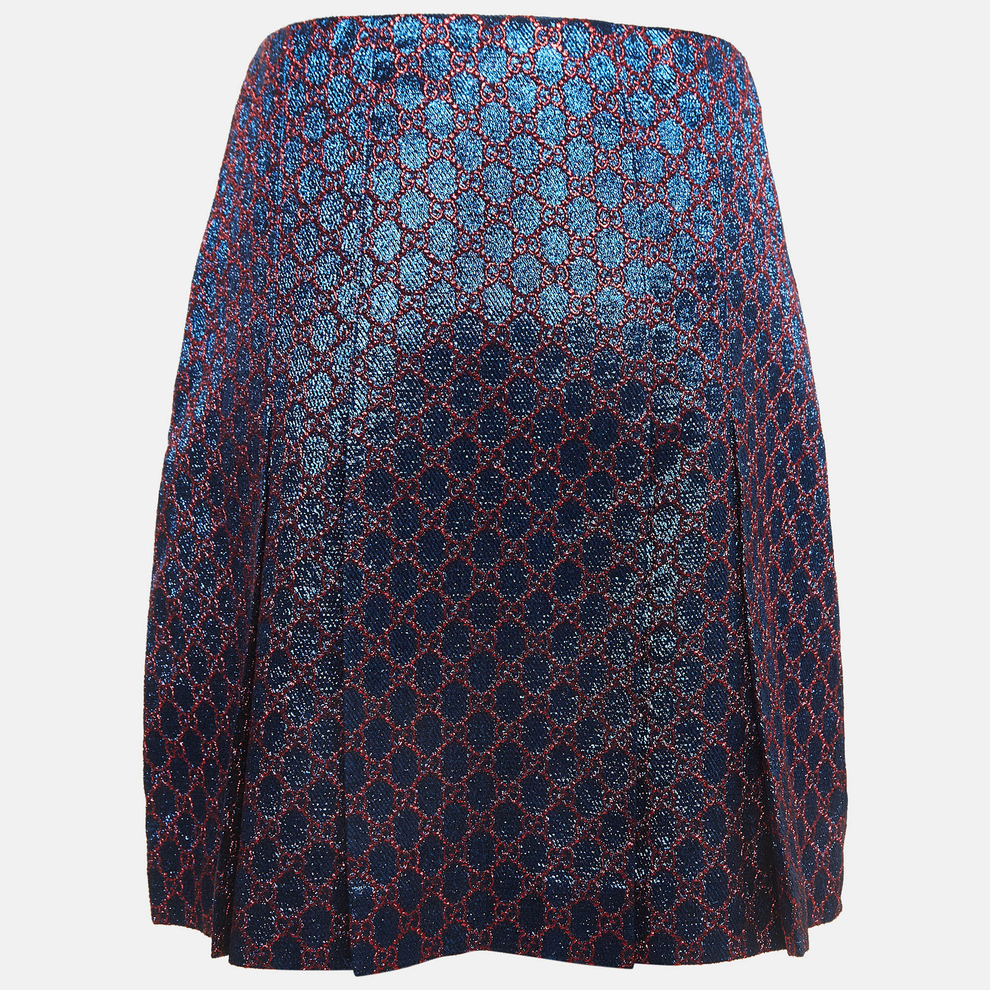 

Gucci Blue Guccissima Lurex Pleated Mini Skirt