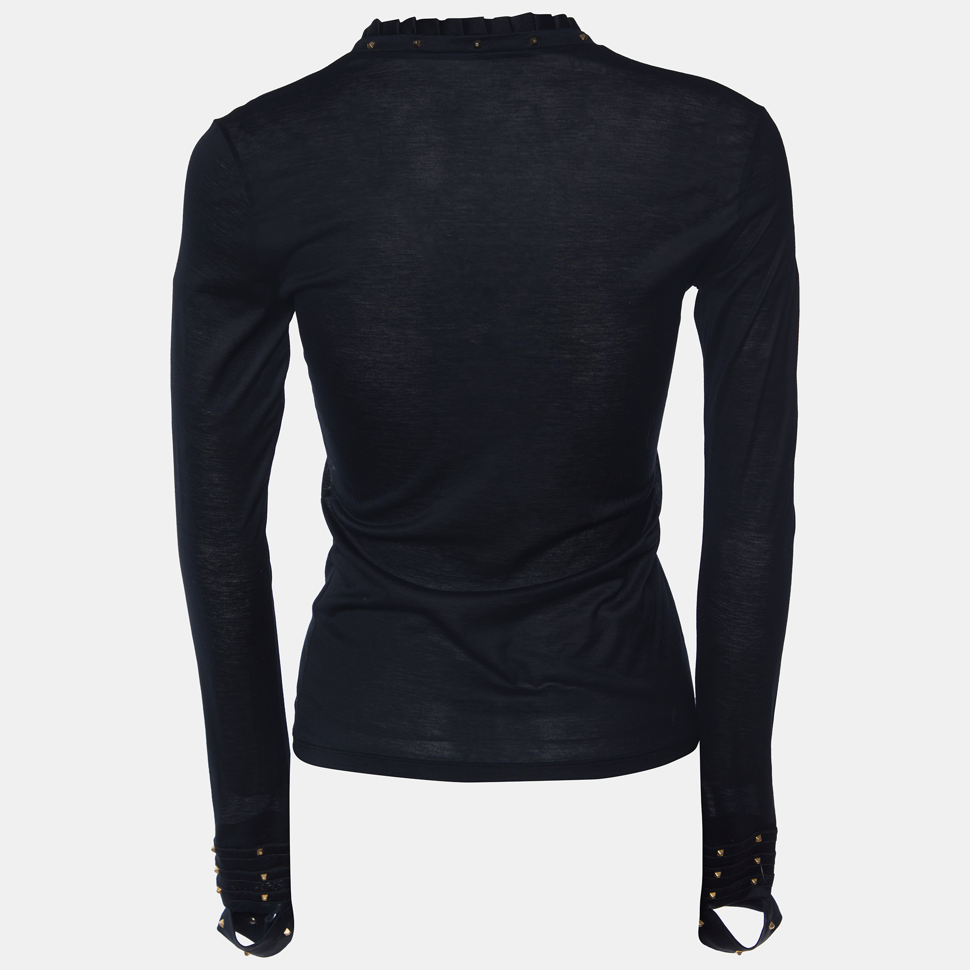 

Gucci Black Cotton Stud Detail Long Sleeve Top