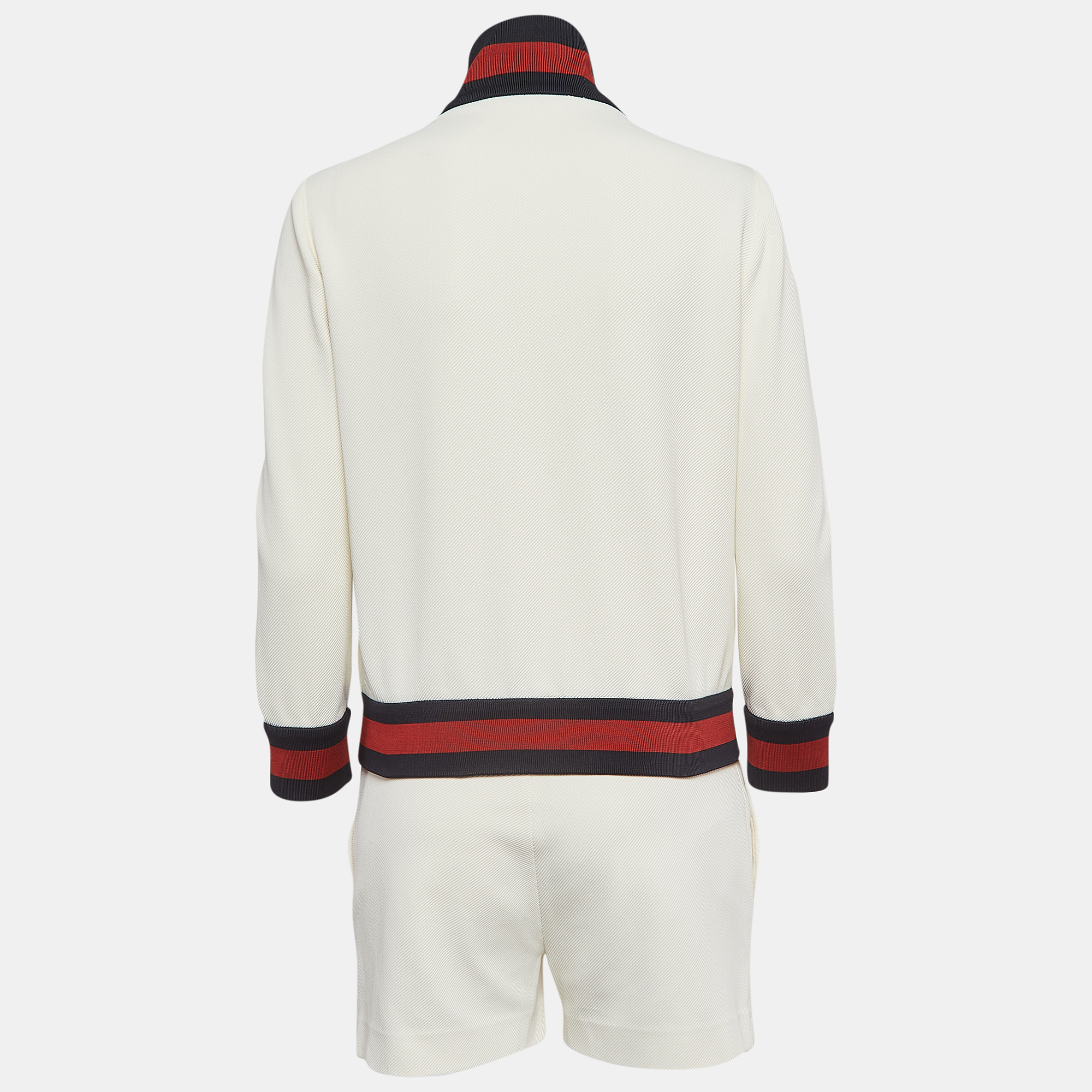 

Gucci Cream Contrast Trim Knit Jacket and Shorts Set L