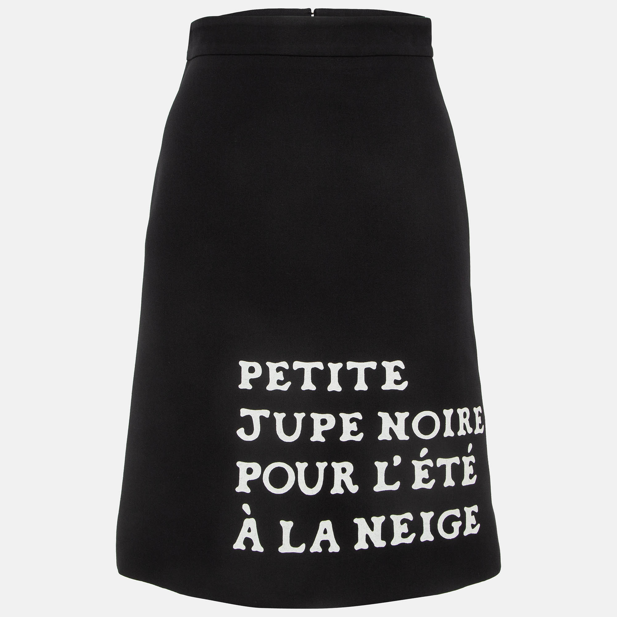 Pre-owned Gucci Black Slogan Printed Wool Blend Midi Skirt S