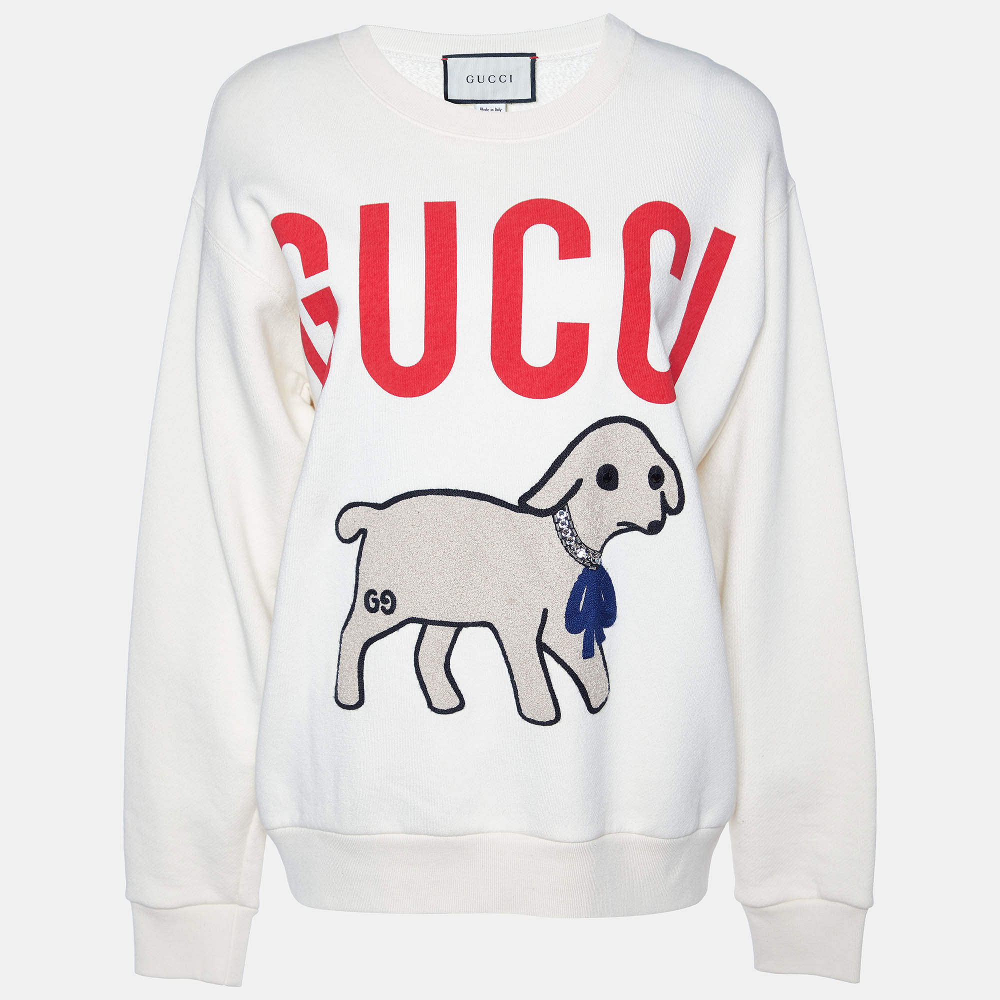 

Gucci Cream Gucci Lamb Patch Cotton Oversized Sweatshirt S