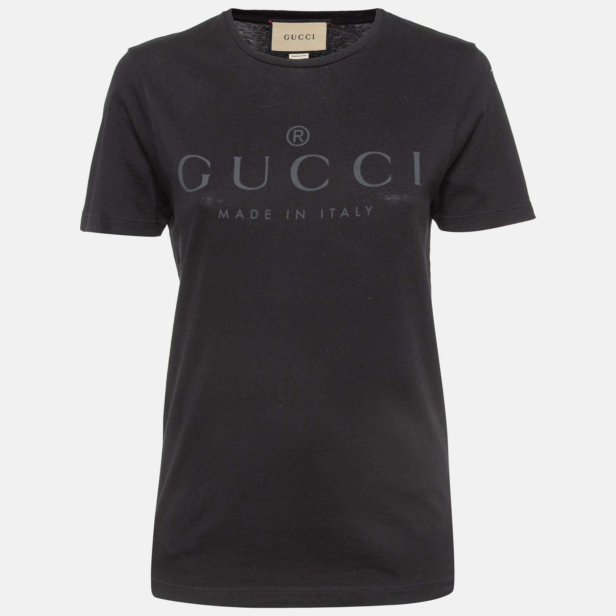 

Gucci Black Logo Print Cotton T-Shirt XS