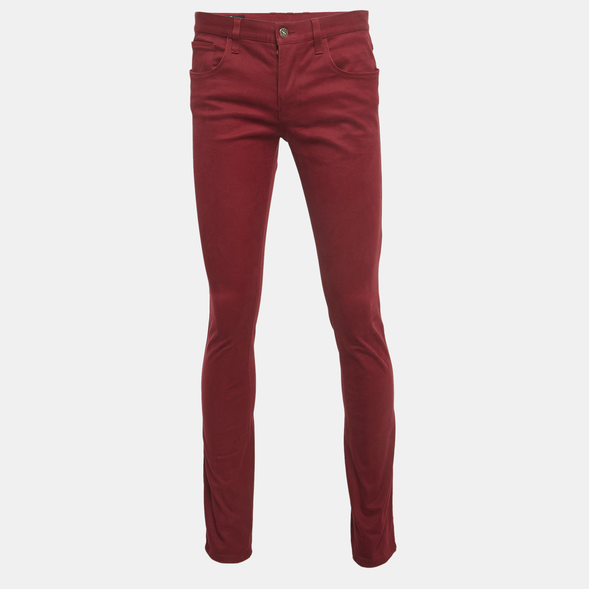 Pre-owned Gucci Burgundy Denim Skinny Fit Jeans Waist 33"