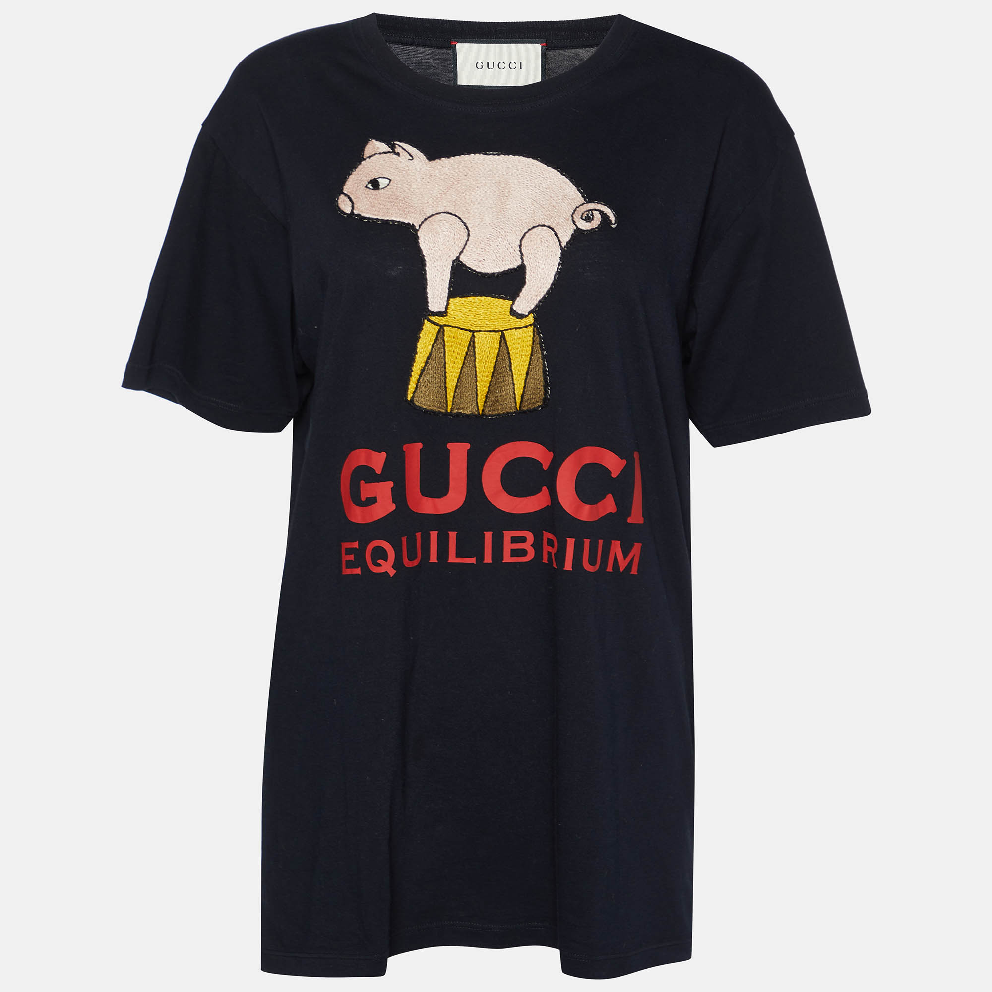 

Gucci Black Equilibrium Embroidered Cotton Crew Neck T-Shirt M