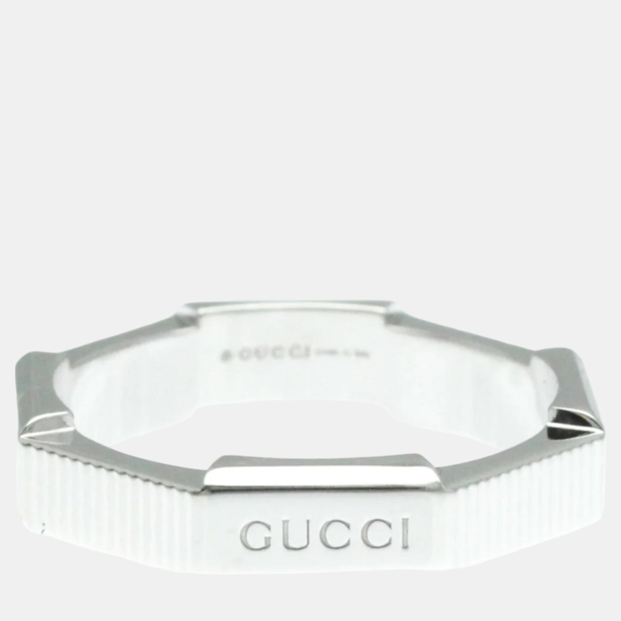 

Gucci 18K White Gold Silver Link Toe No Stone Ring