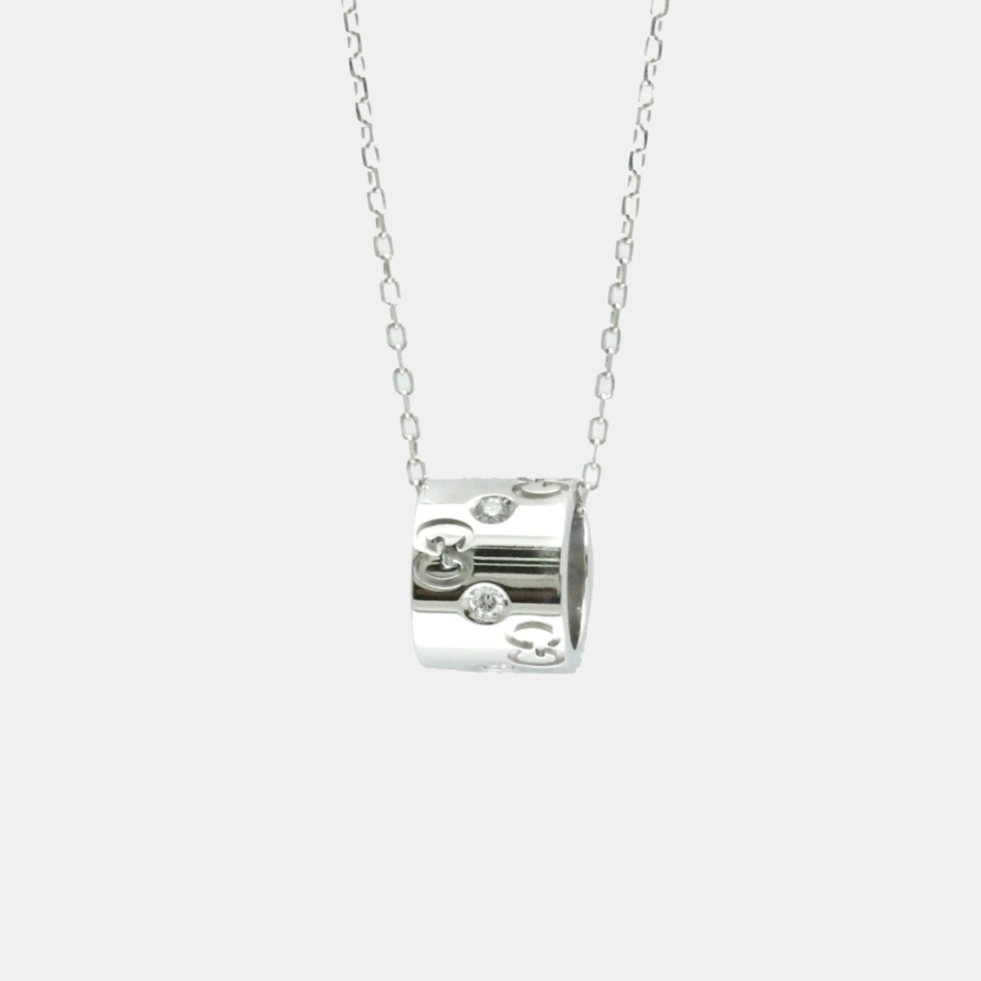 

Gucci 18K White Gold and Diamond Icon Pendant Necklace