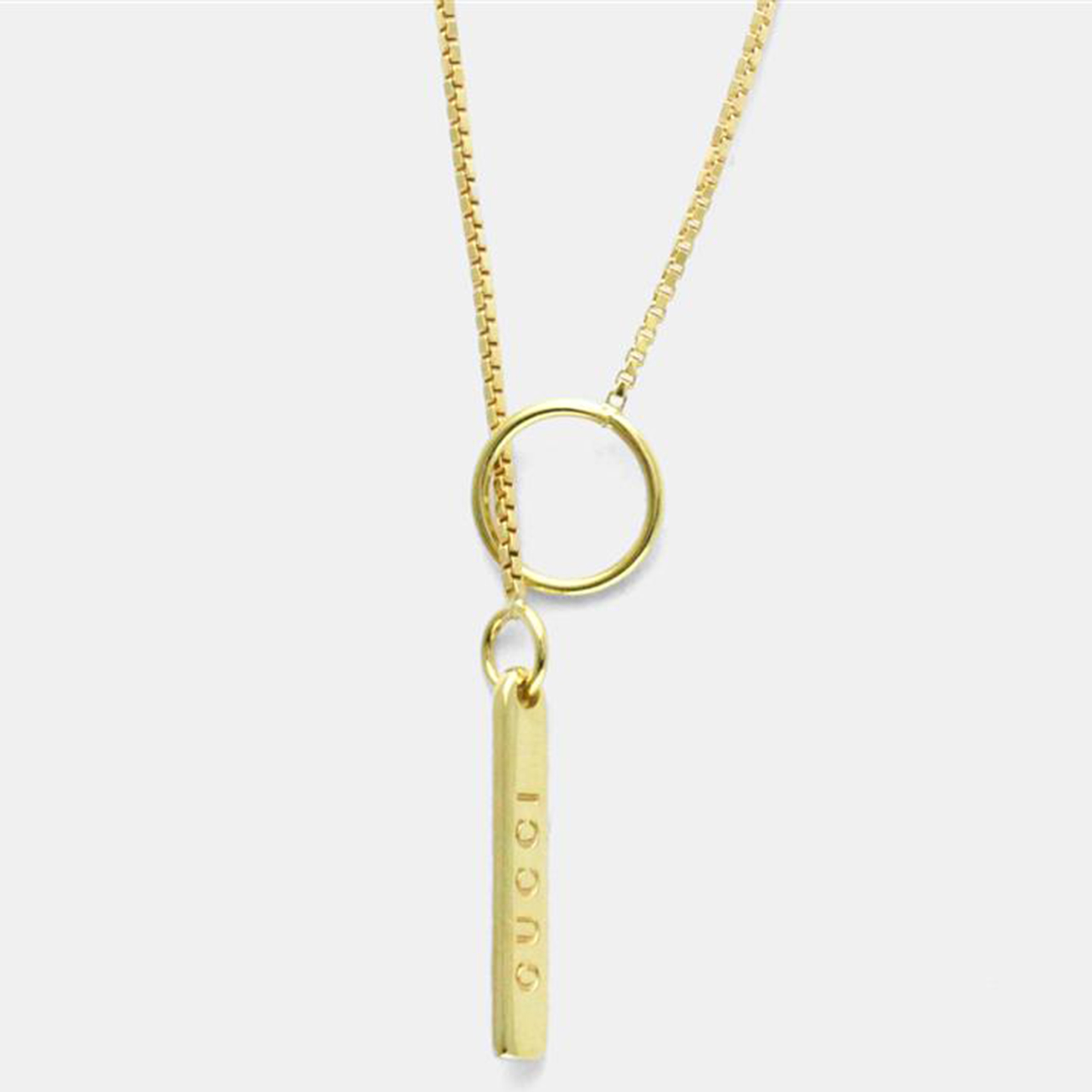Pre-owned Gucci Gg 18k Yellow Gold Lariat Necklace