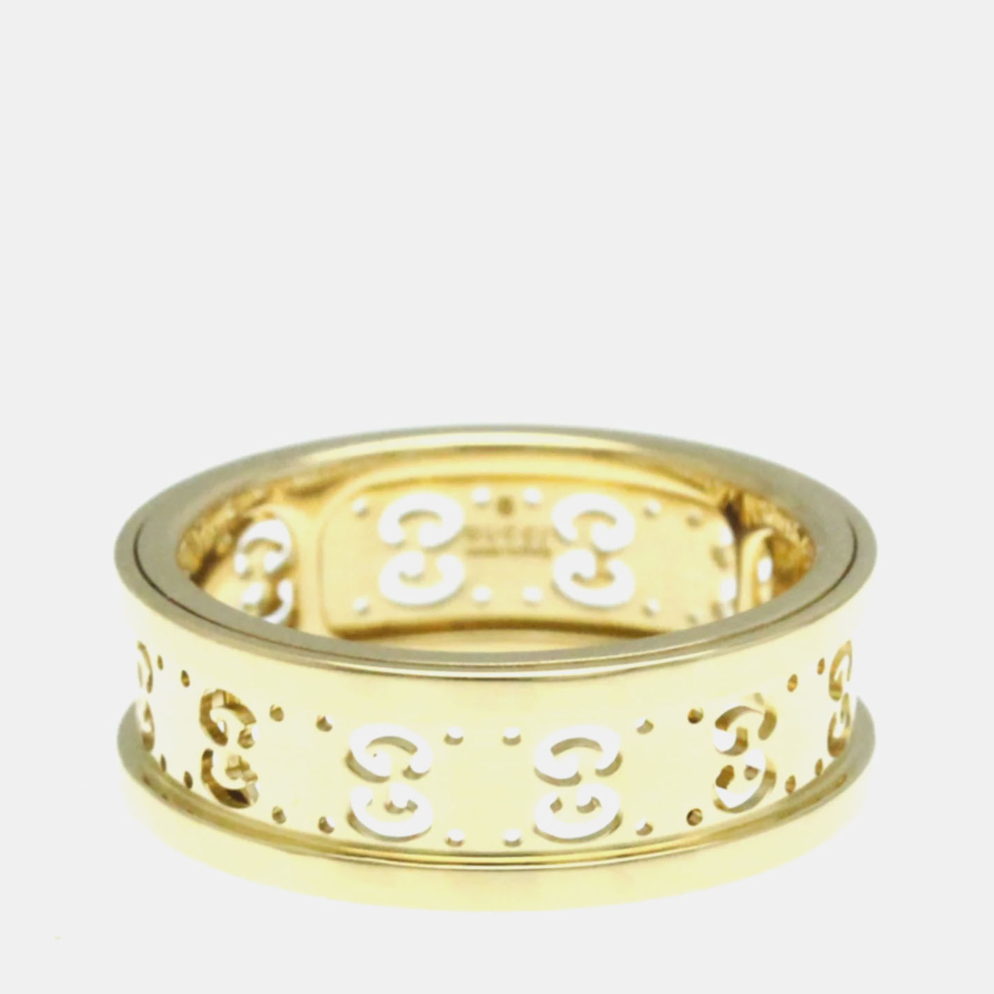 

Gucci Icon Toile Ring Yellow Gold 18K Fashion No Stone Band Ring Gold