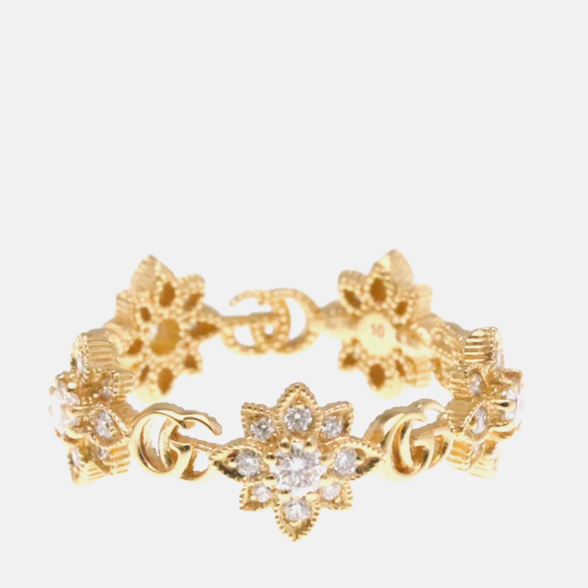 

Gucci Flora Ring Diamond Pink Gold 18K Fashion Diamond Band Ring Pink Gold